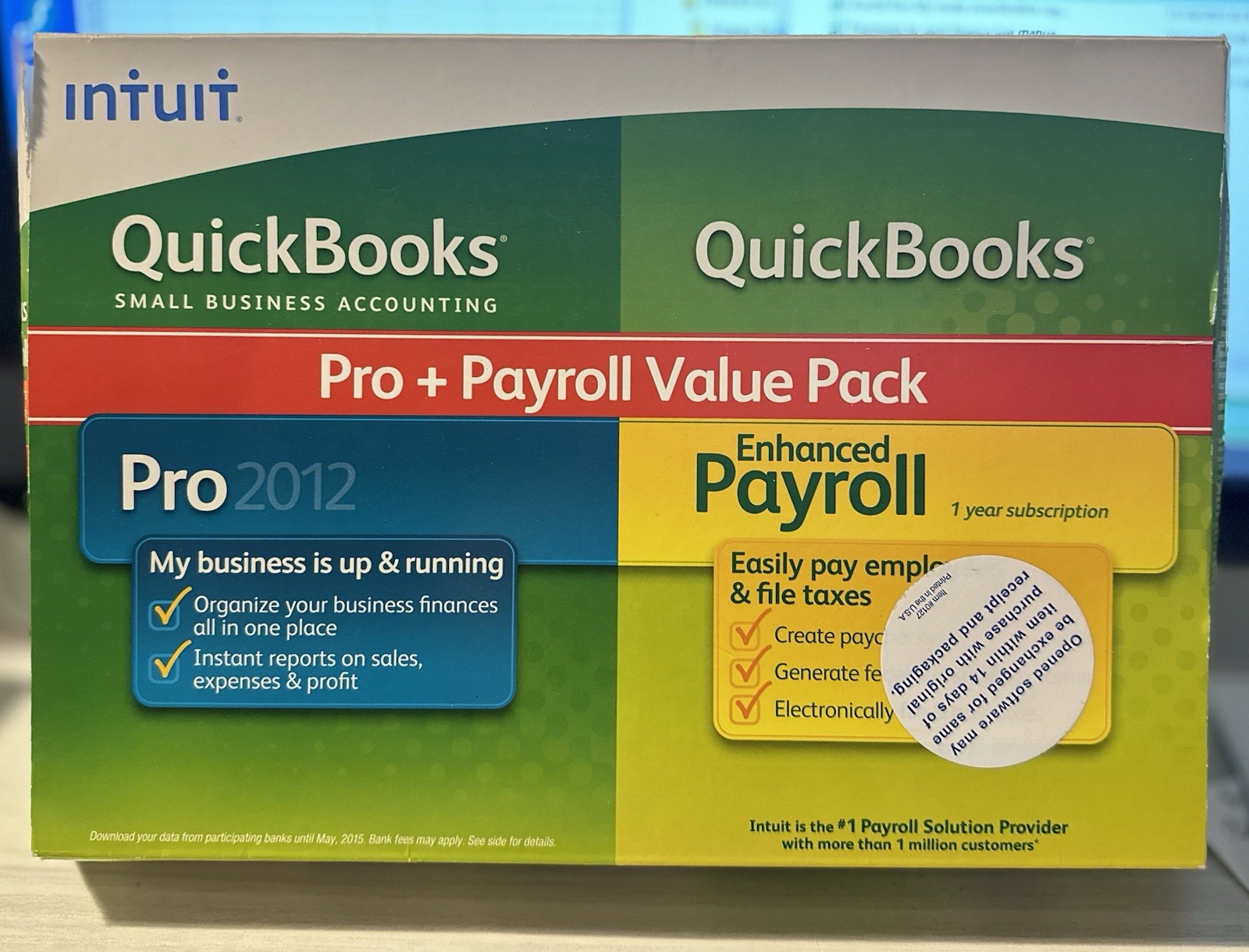 2012 Quickbooks Pro + Payroll 2in1 Value For Win XP7 small Business Accounting