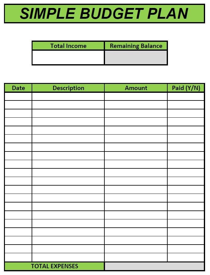 Personal Simple Budget Plan for Beginners: PDF / Spreadsheet / Both