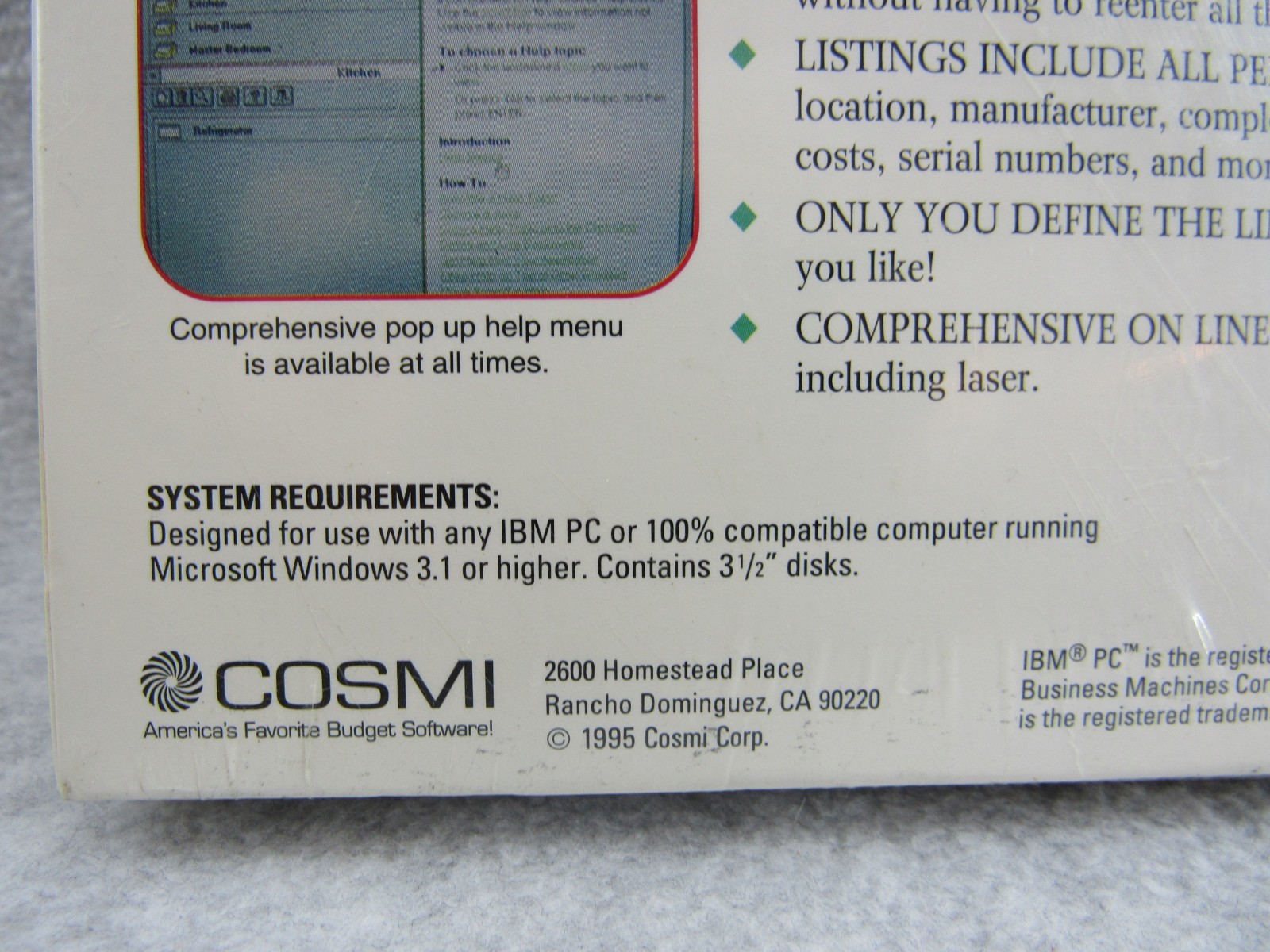 Personal Property Windows 3.1 95 CD-ROM Home Inventory Insurance Claim Verifier