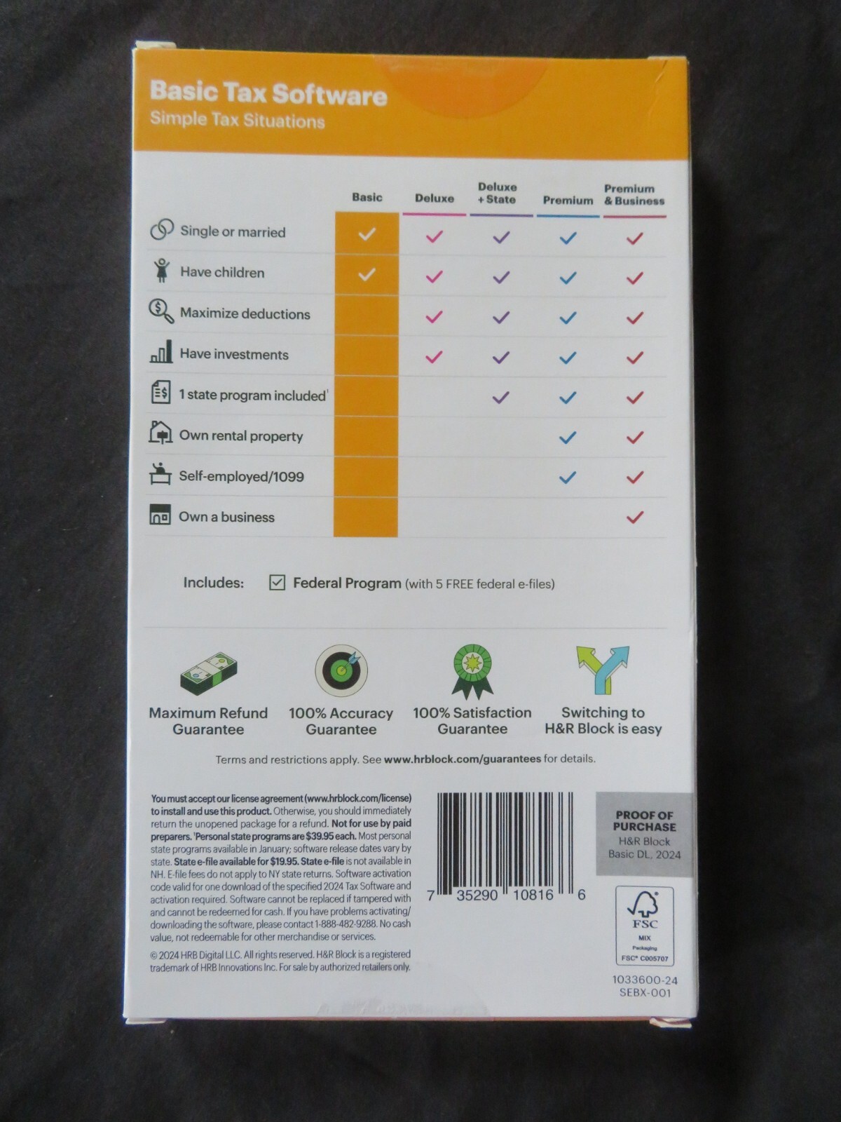 2024 H & R Block Basic Simple Tax Situations Software FAST AUTHENTIC DOWNLOAD