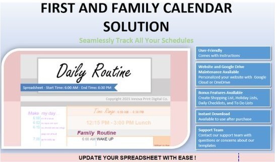 Excel Simple Customizable Automated First Calendar 2025 Scheduling