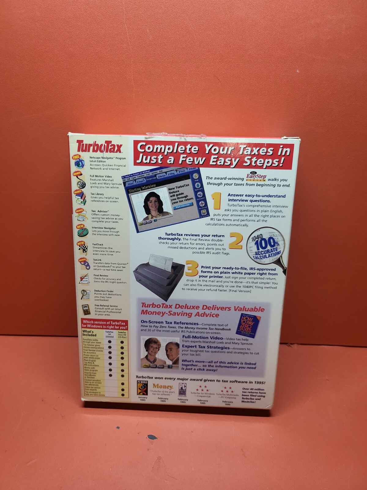 Quicken TurboTax Deluxe Software Federal Return for Tax Year 1995 ~ Complete