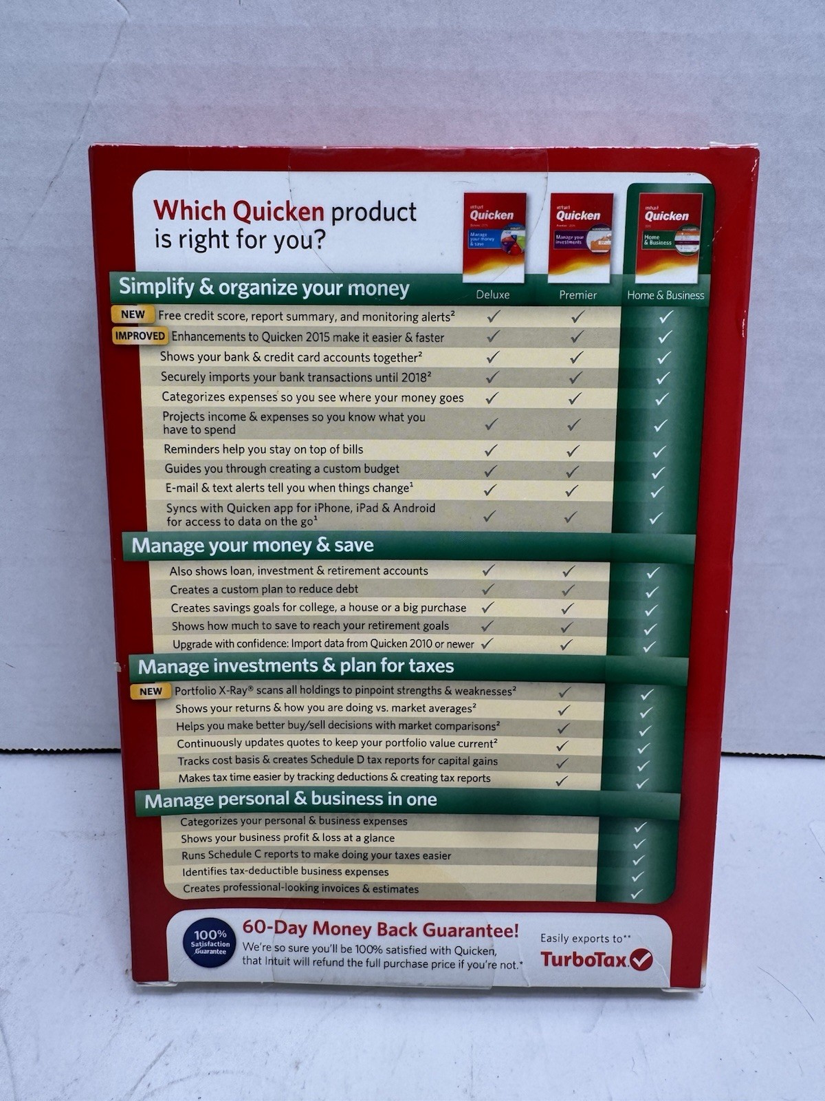 Intuit Quicken Home & Business 2015 Windows Vista SP1 & Win 7/8/8.1 – NEW SEALED