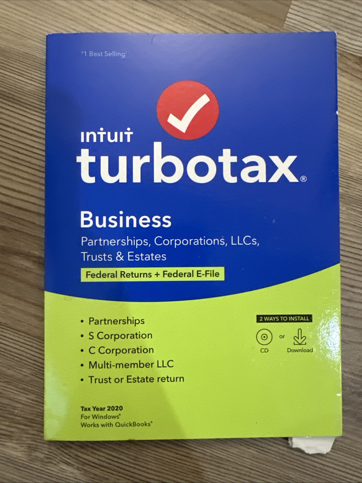 2020 TURBOTAX BUSINESS CD for CORPORATION ESTATE TRUST PARTNERSHIP-USED