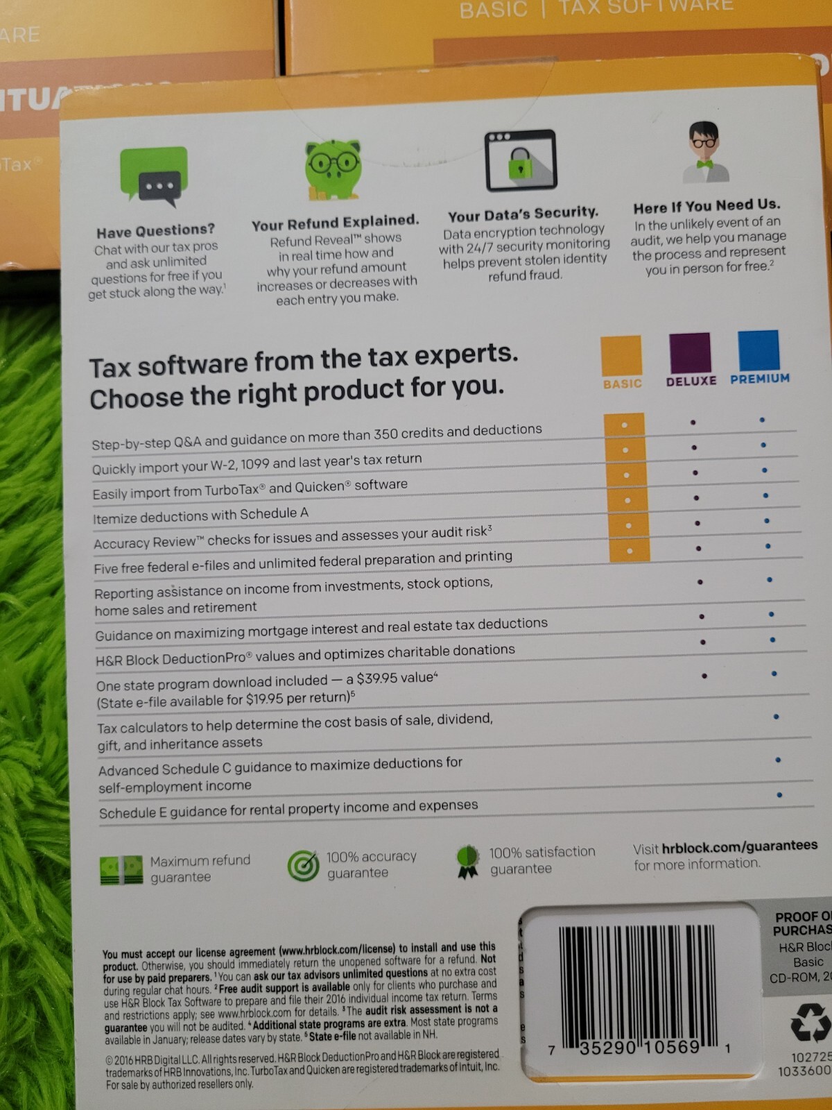 H&R Block 2016 Basic Tax Software Federal (Windows and Mac) Lot Of 3 Sealed.