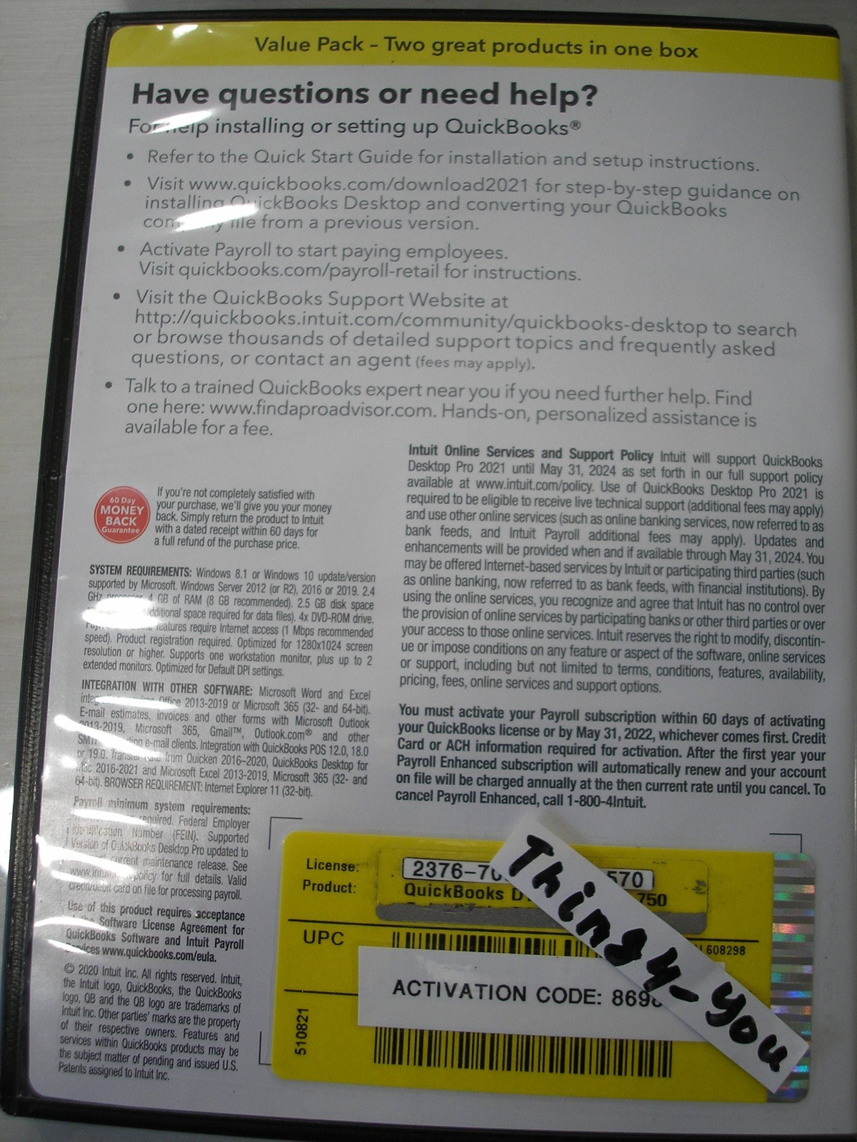 =3 USER VERSION=INTUIT QUICKBOOKS DESKTOP PRO 2021 FOR WINDOWS=PERMANENT LICENSE