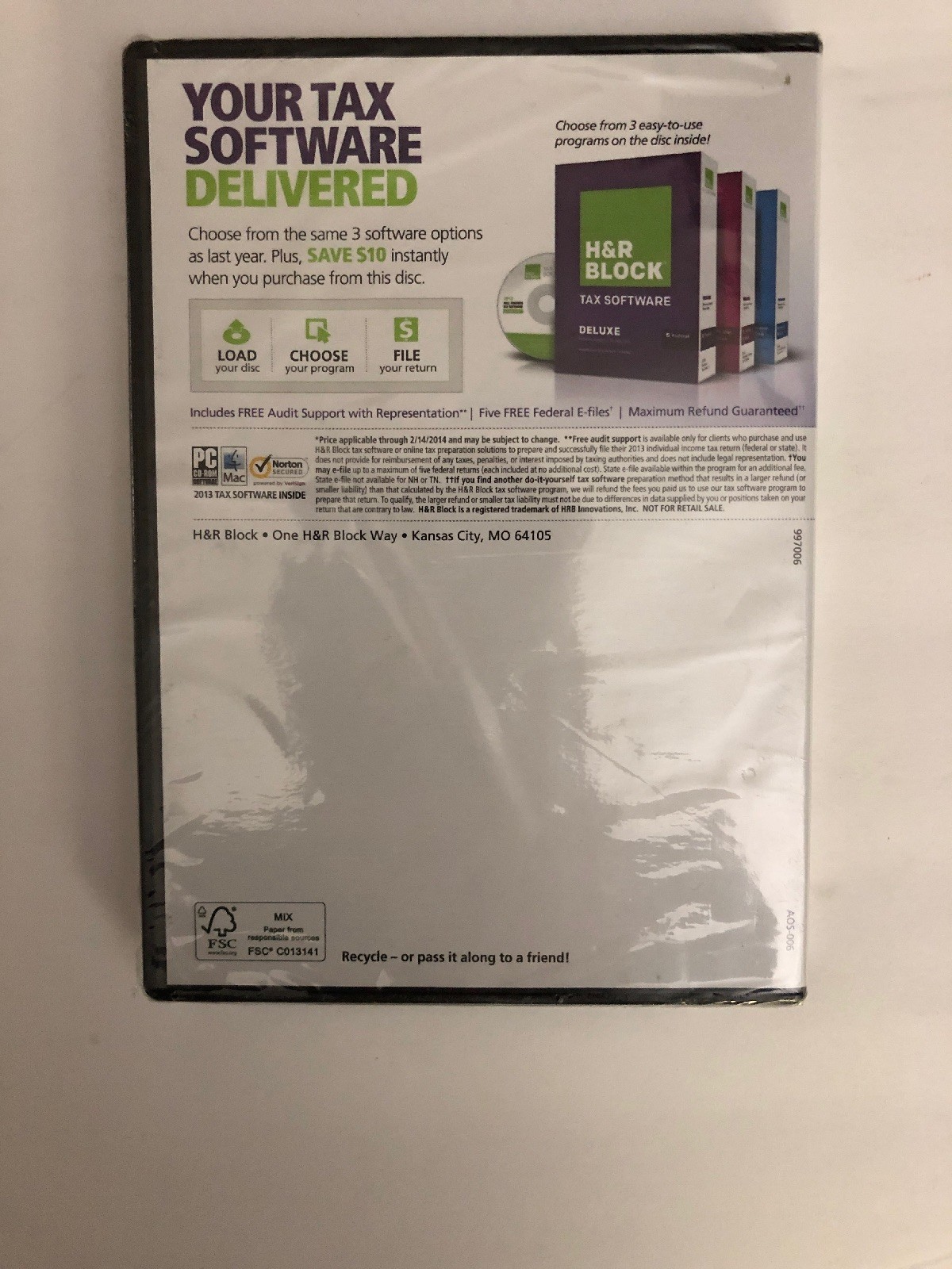 H & R Block One-Stop Shopping Tax Software 2013 Tax Year-RARE-SHIP N 24 HRS-NEW
