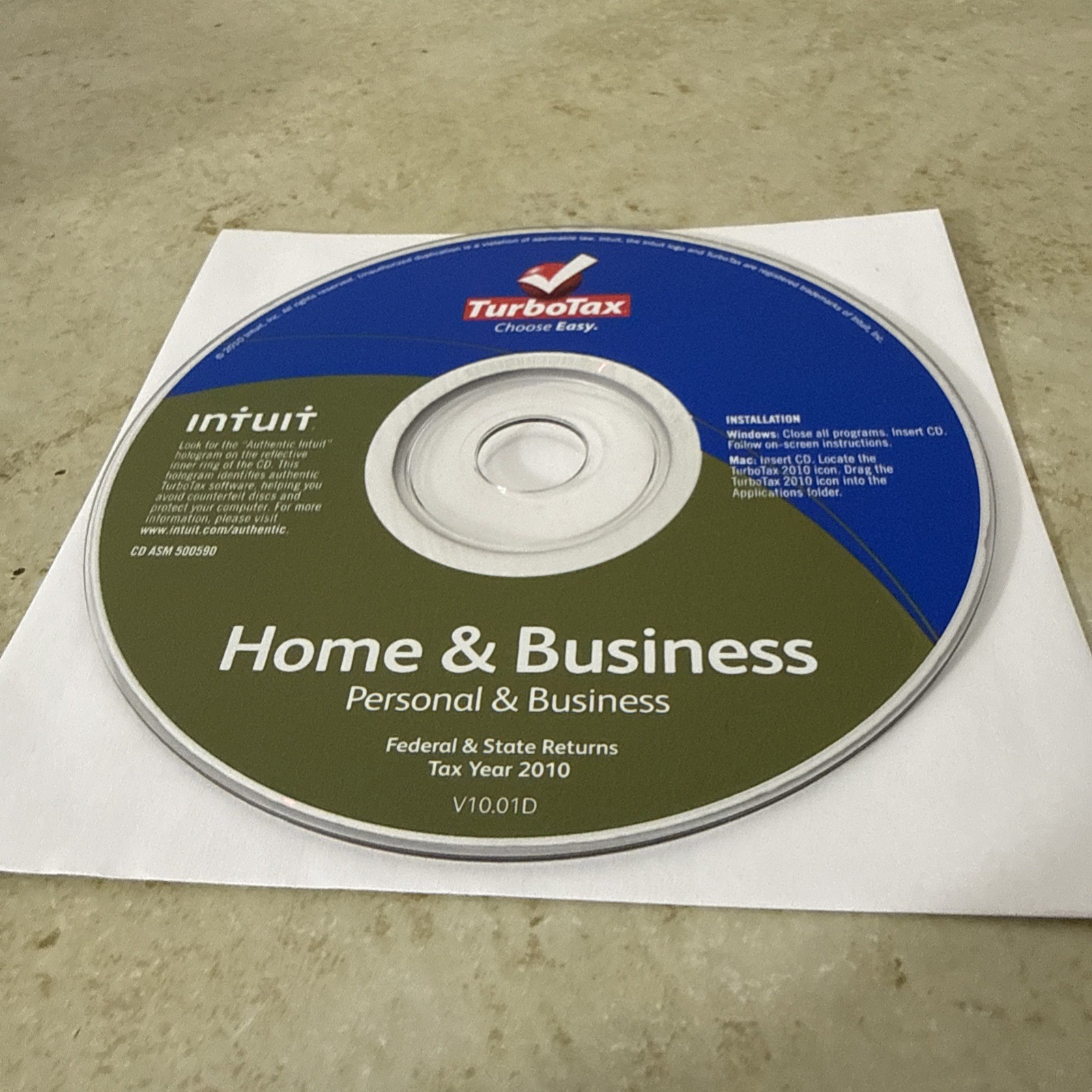 Turbotax Home and Business 2010 Federal & State Schedule C For Windows & Mac