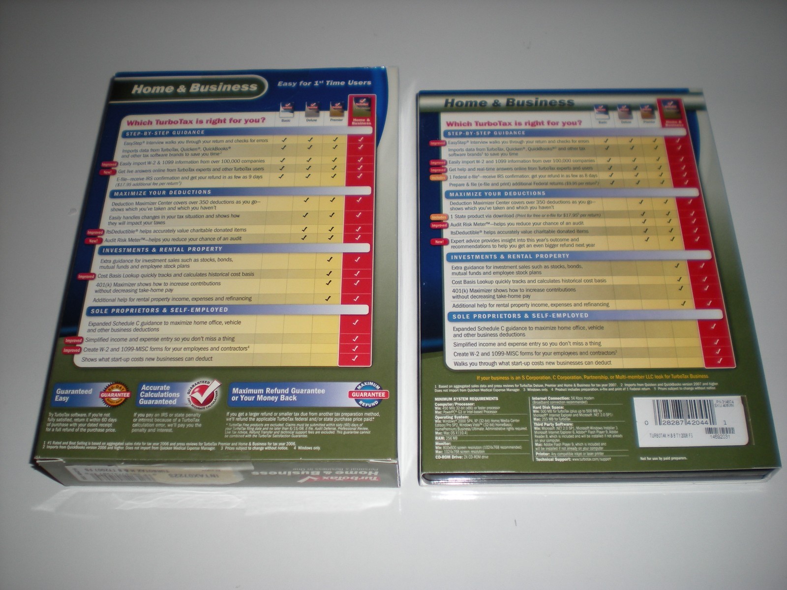 Turbotax 2007 and 2008 Home & Business. New factory sealed boxes.