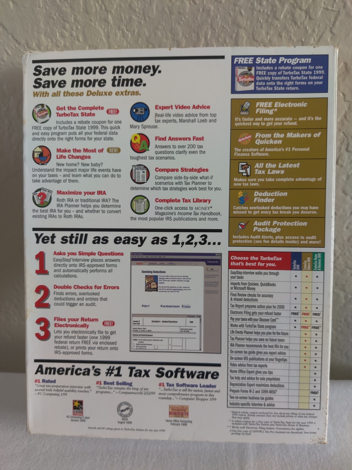 Quicken Turbo Tax Deluxe Tax Software 1999, for Windows 98/95/NT 4.0 Retail Box