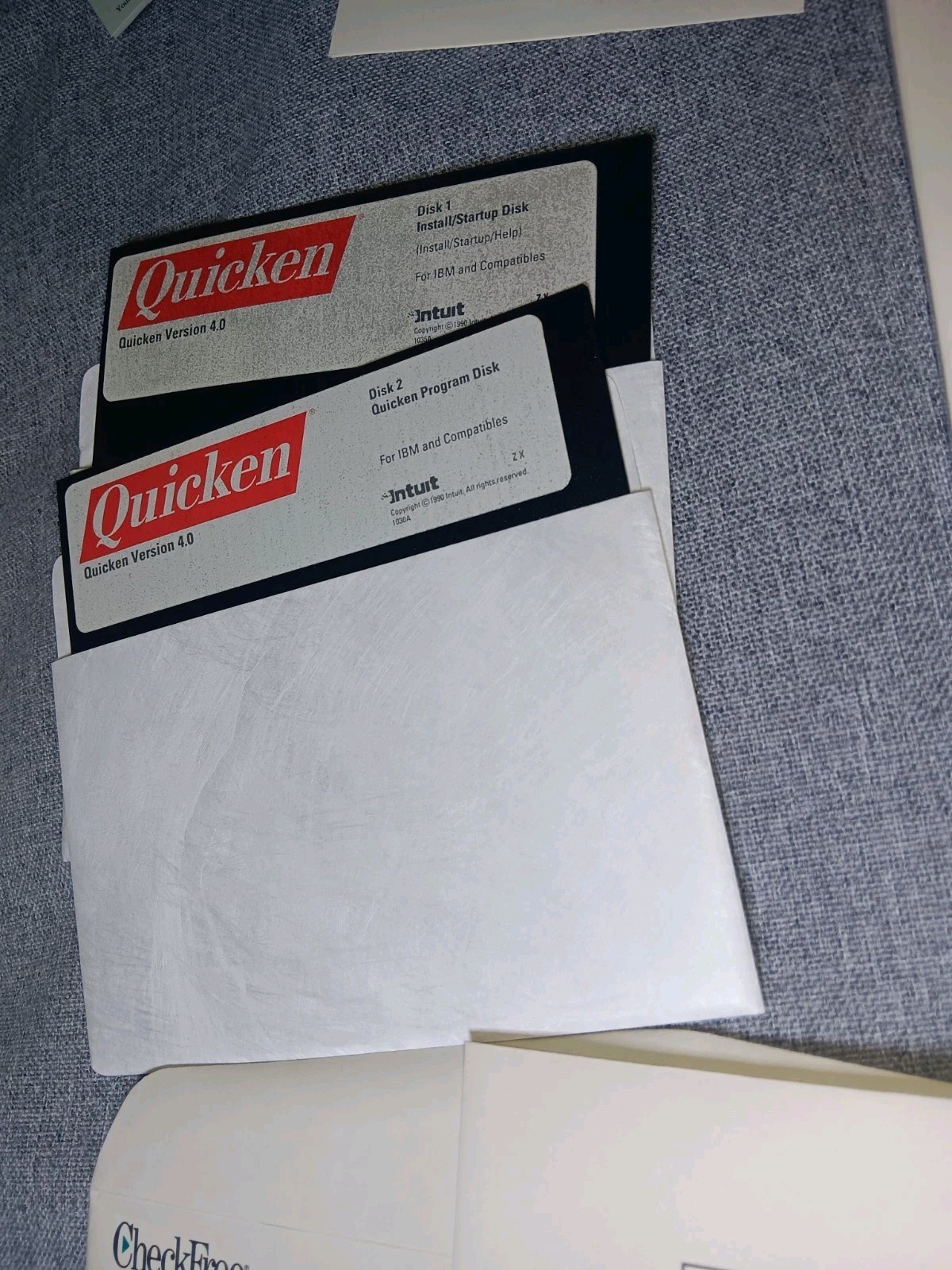 Intuit Quicken 4.0 IBM PC XT Evaluación Edition Software w/ 5 1/4″ Floppy Discs