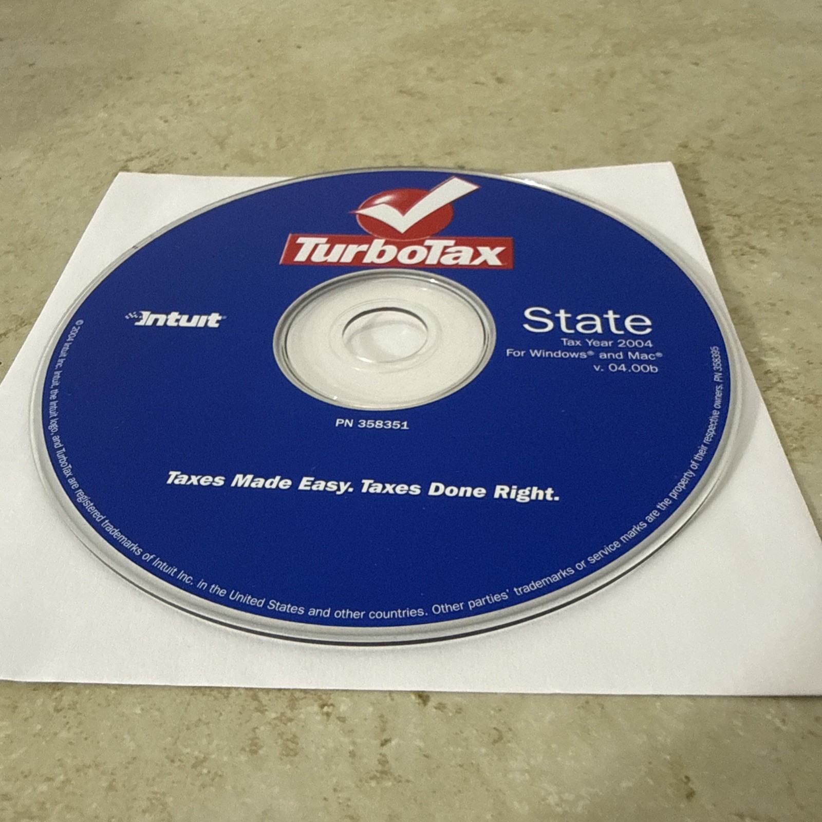 Intuit TurboTax State Tax Year 2004 for Windows & MAC – Disc only