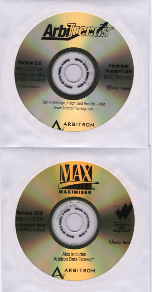 Arbitron Arbitrends and Max Maximizer Arbitrage Software Install CD-ROM (2003)