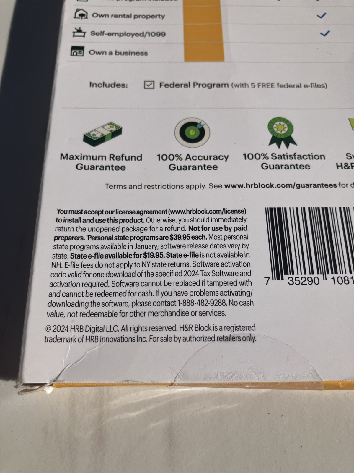 H&R Block Tax Software Basic 2024 PC/Mac Federal e-file [Key Card] e-Delivery