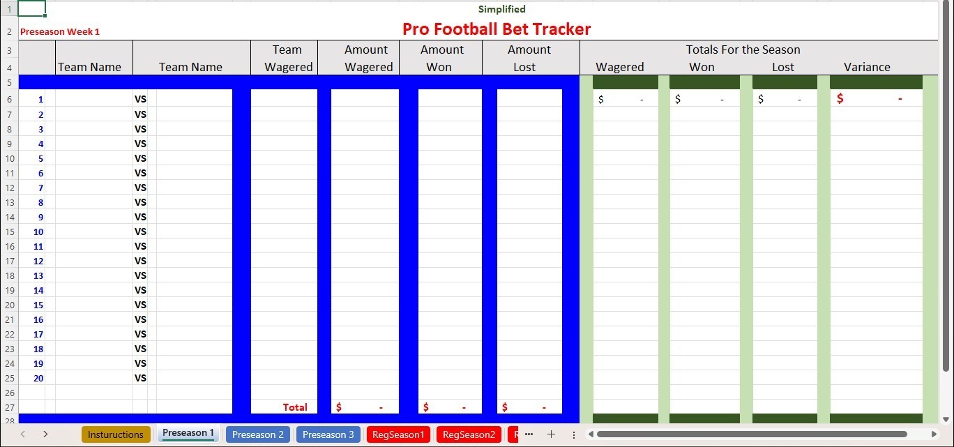College Football Bet Tracker, Excel Spreadsheet PC or Android BOGO See Descript.