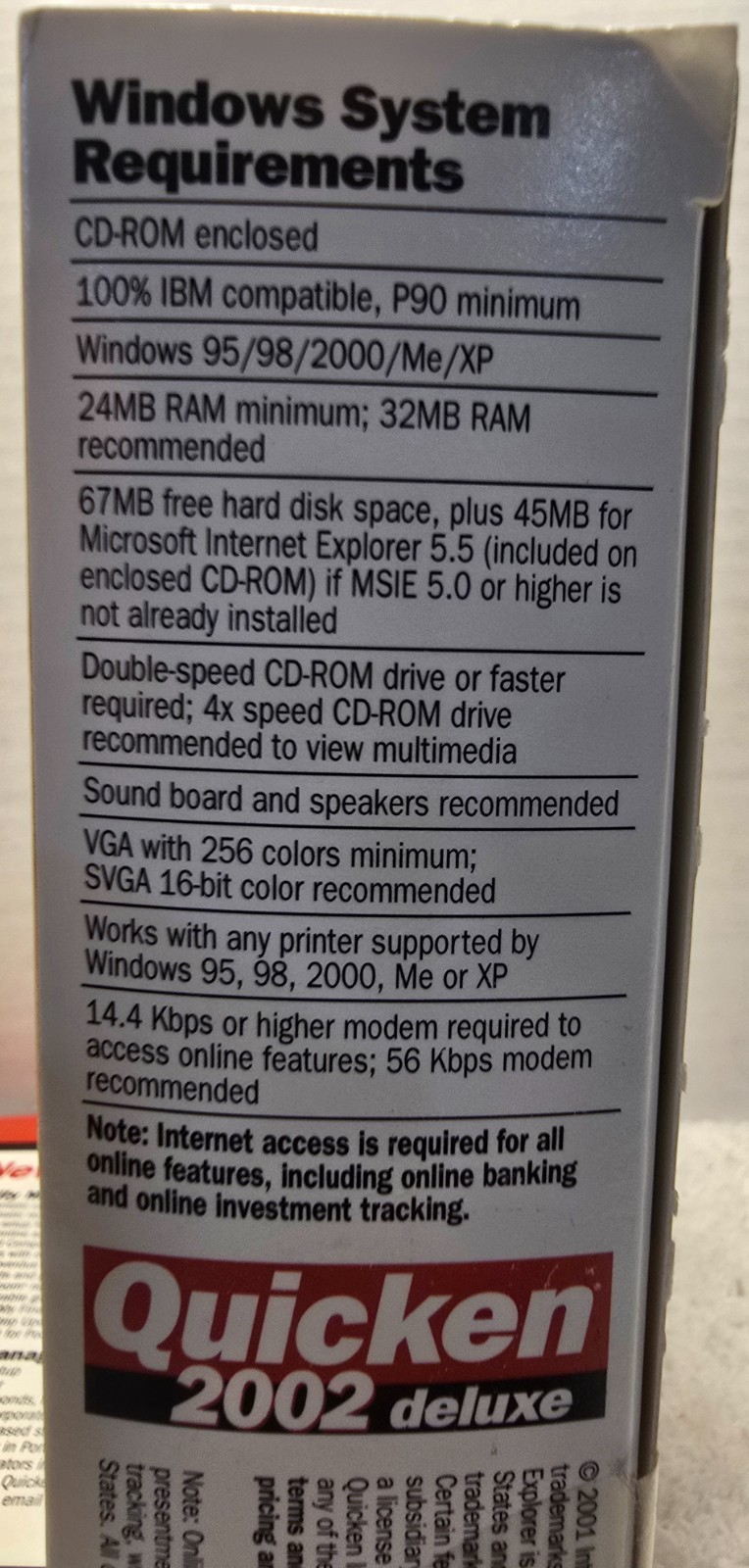 Quicken 2002 Deluxe Windows 95-98-2000/Me/XP Brand New Sealed Box
