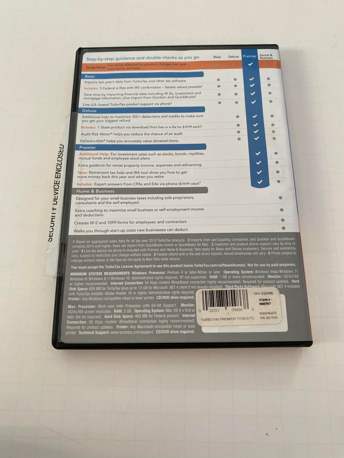 TurboTax Premier 2015 Investments & Rental Property Tax Preparation USED Disc