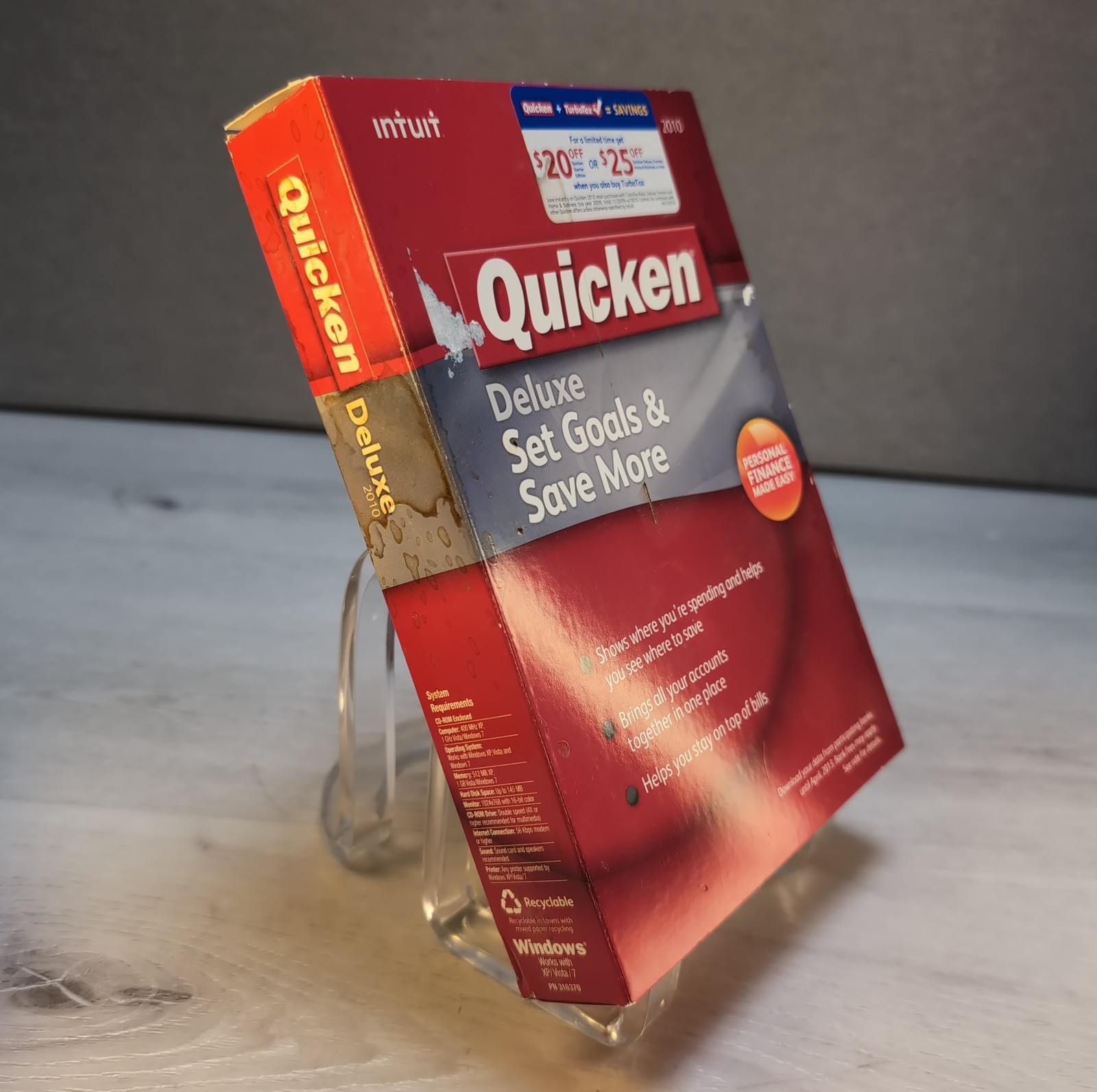 Intuit Quicken Deluxe 2010 for Windows XP/Vista/7 NOT FOR Win 10/11