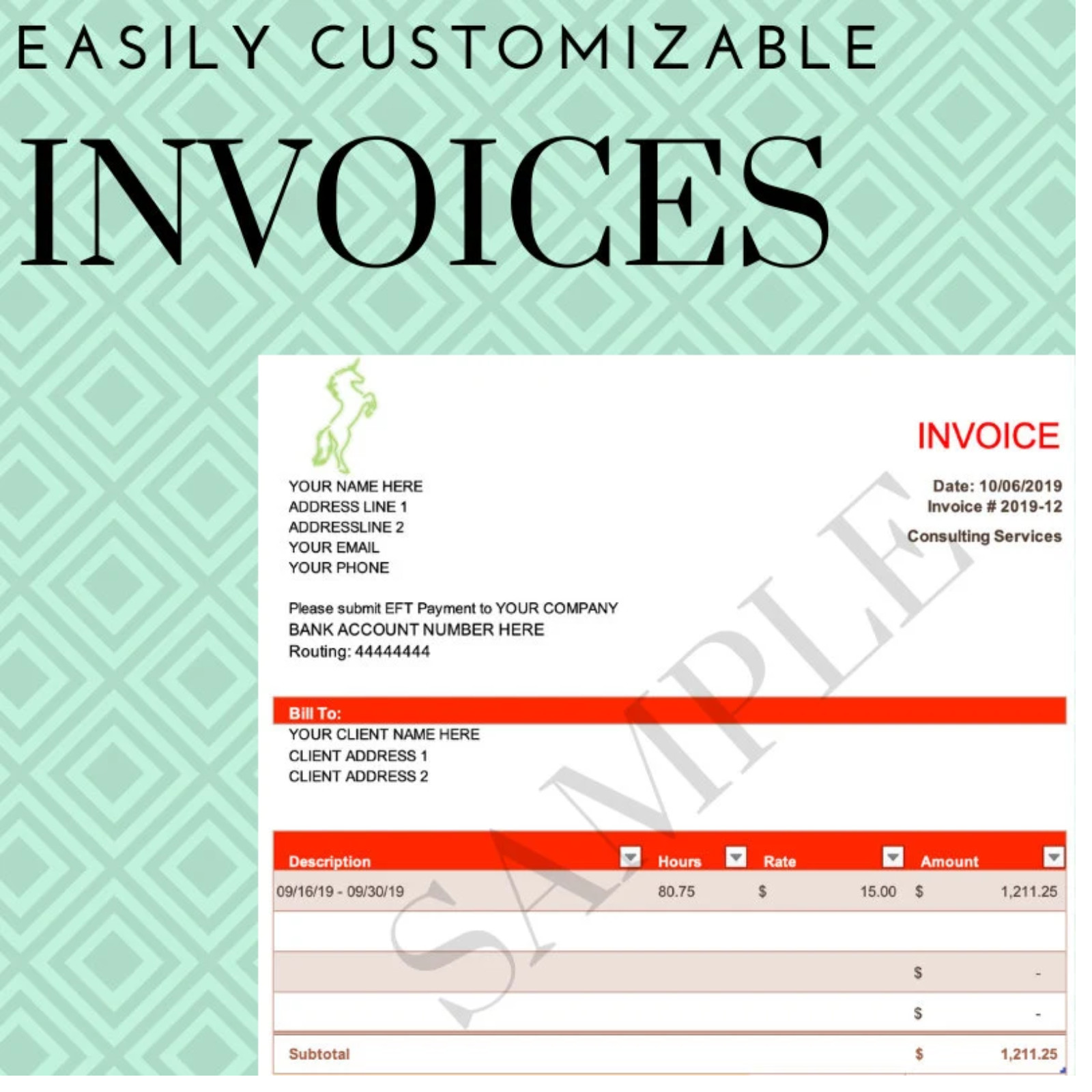 3 Excel Invoices Template Great for Consulting and Hourly work – Digital