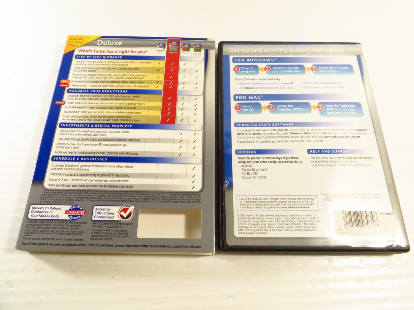 Intuit TurboTax Deluxe Federal State 2012 PC/Mac Software, FREE 2-3 Day Ship!!!