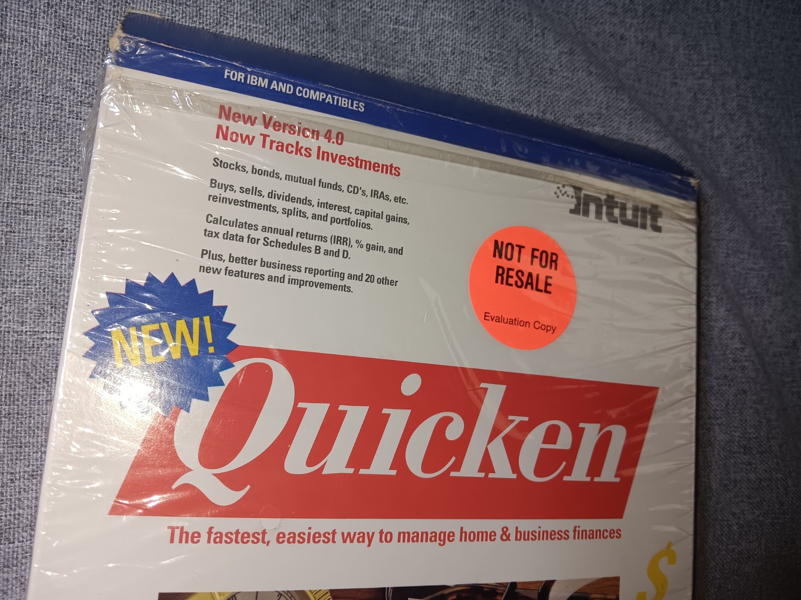 Intuit Quicken 4.0 IBM PC XT Evaluación Edition Software w/ 5 1/4″ Floppy Discs