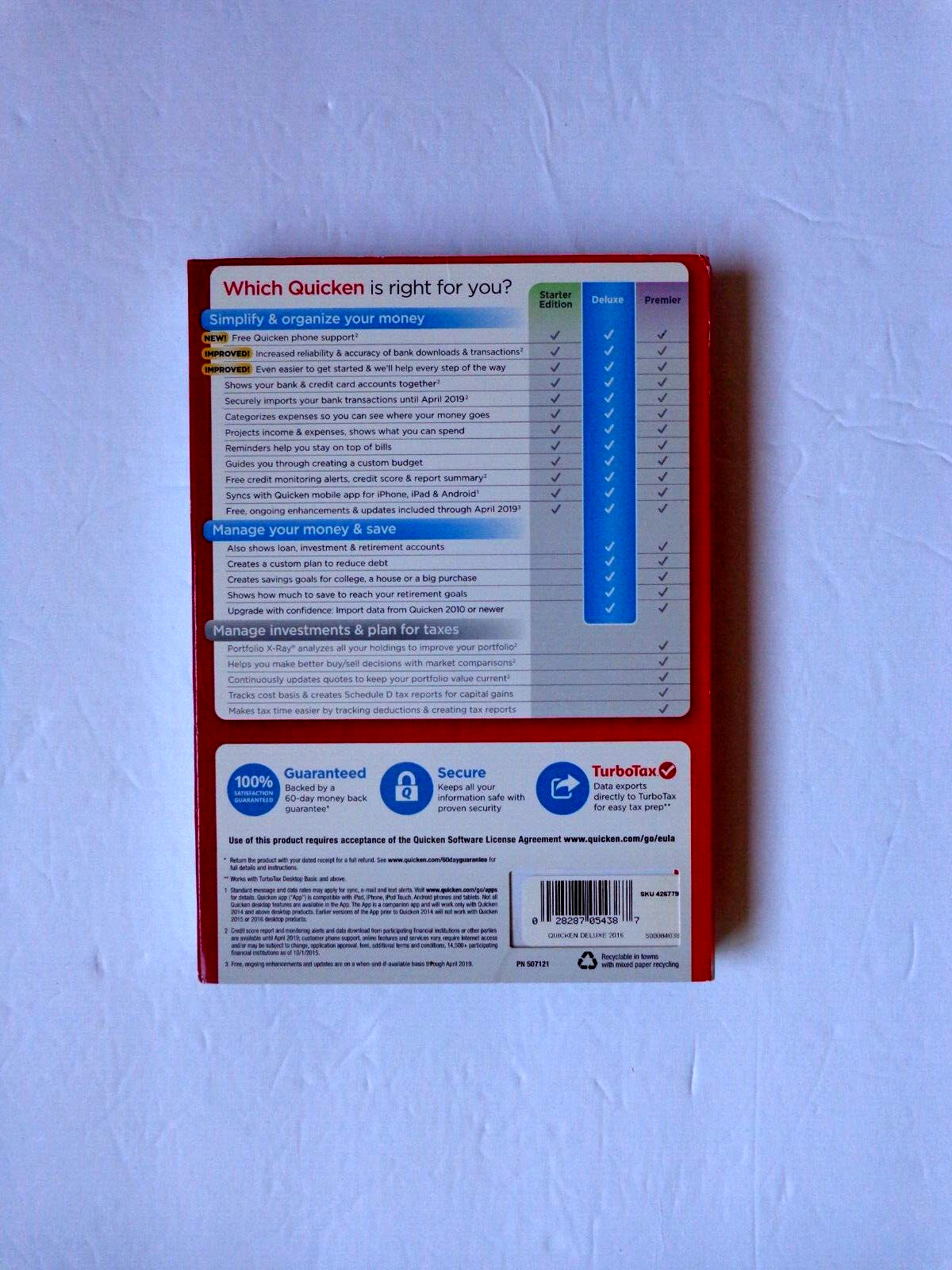 INTUIT QUICKEN 2016 DELUXE FOR WINDOWS Vista SP1/7/8/8.1