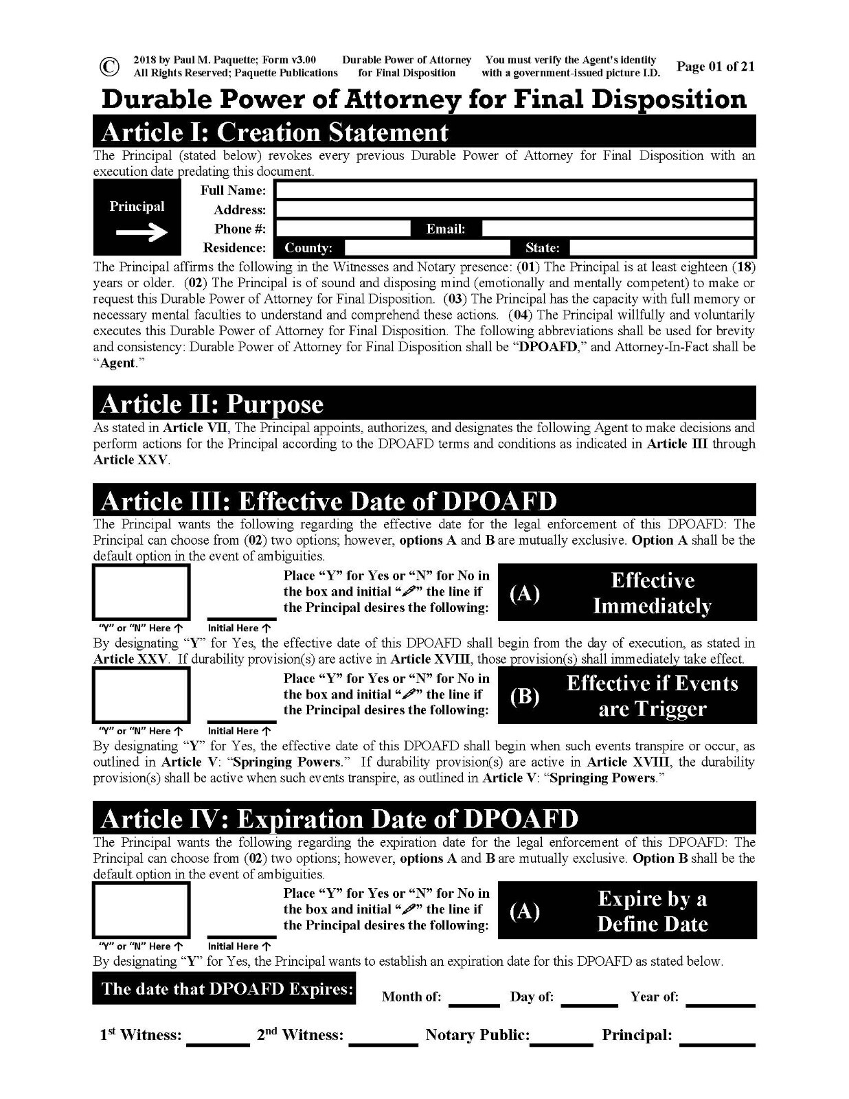 Durable Power of Attorney for Final Disposition – Full Version – CD-ROM Only