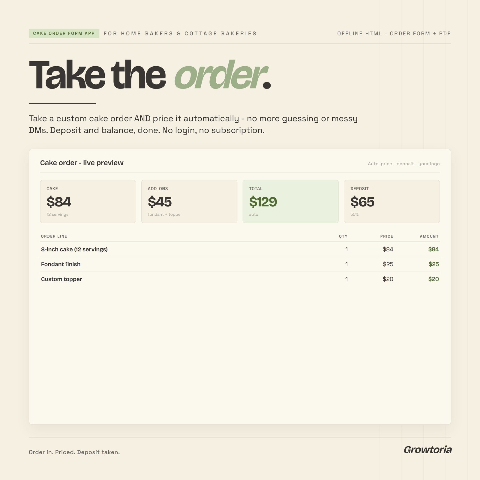 Cake Order Form Invoice Software Bakery Pricing Calculator App Small Business