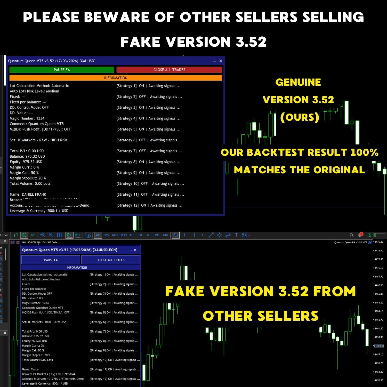 v3.52 Quantum Queen EA Metatrader MT5 Gold Bot Trading Forex Robot prop firm