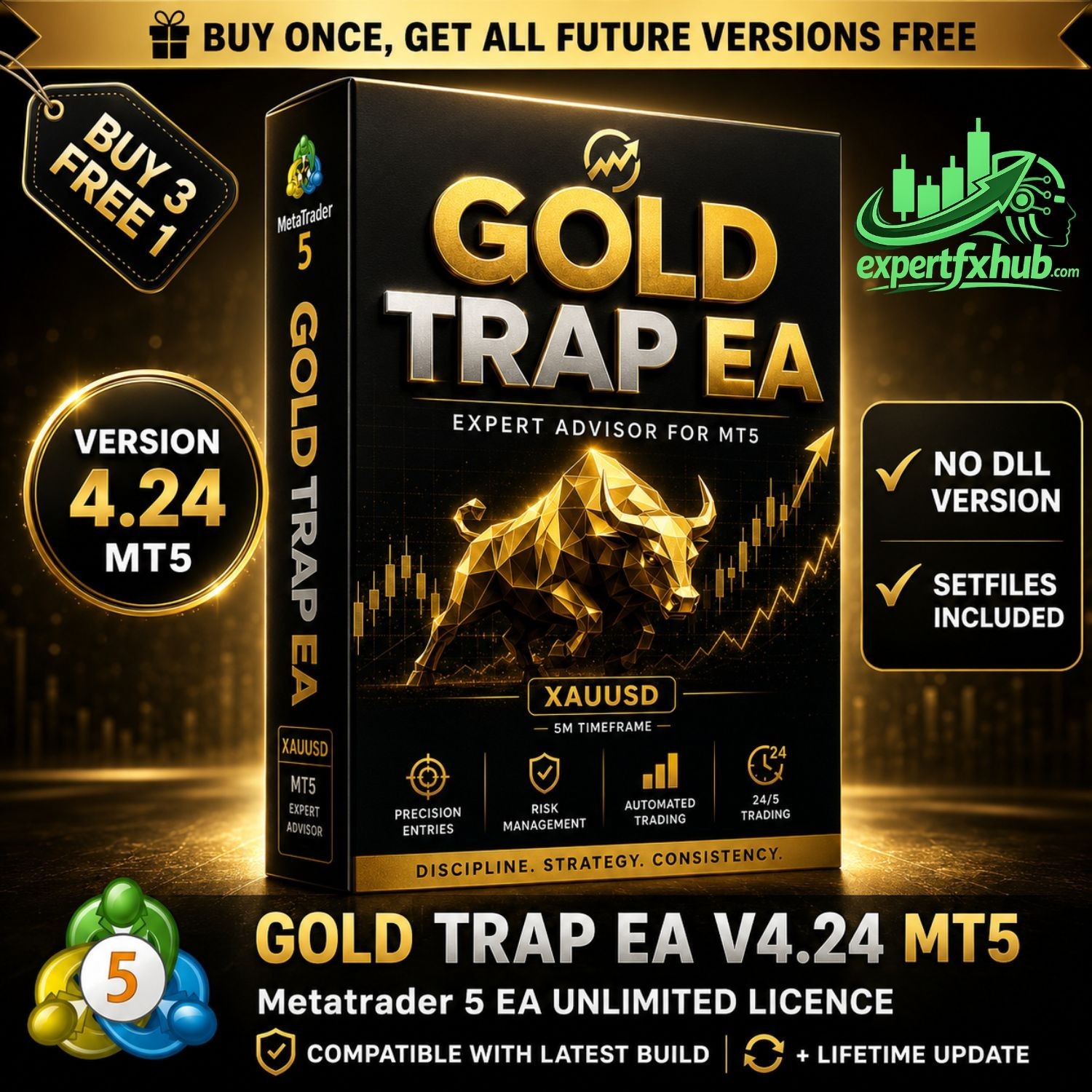 v4.24 Gold Trap EA Metatrader MT5 Algorithmic Trading Forex Robot