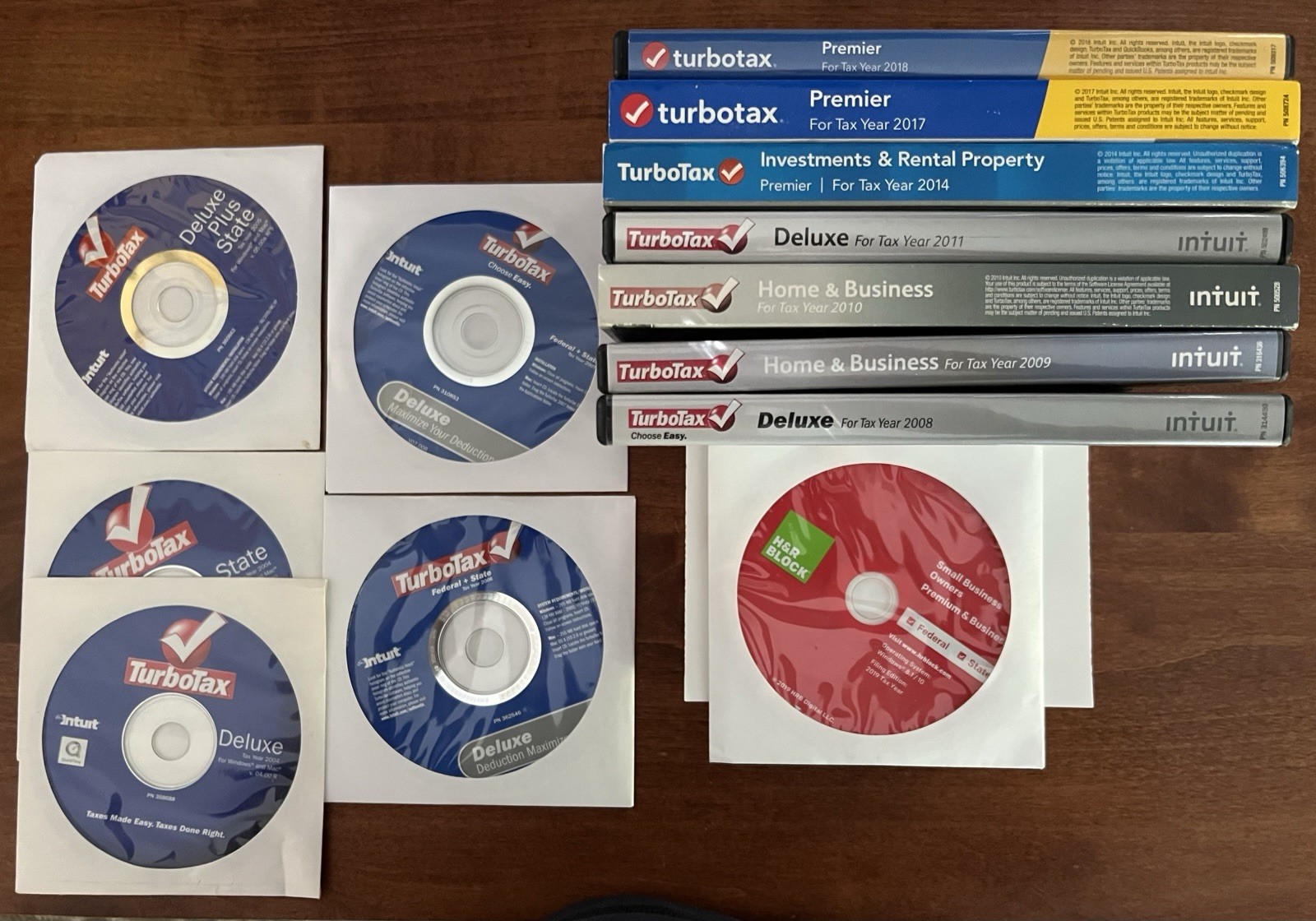 Lot Tax Software CDs 2004-2011 , 2014, 2017-2018 TurboTax 2019 HR Block, Mac Win