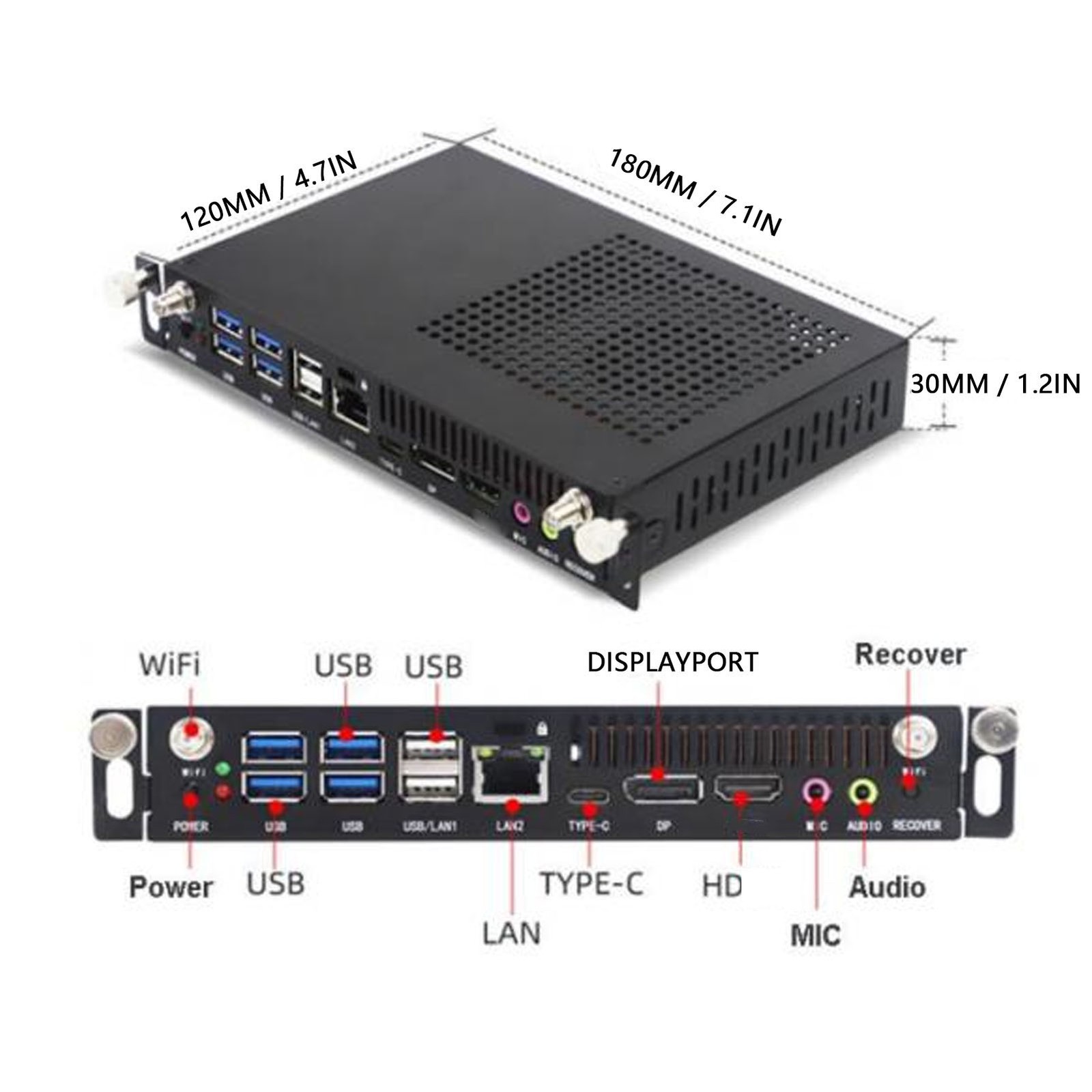 Small PC 8GB DDR4 256GB SSD 12th 13th Gen Mobile Processor Built In Industr BQVY