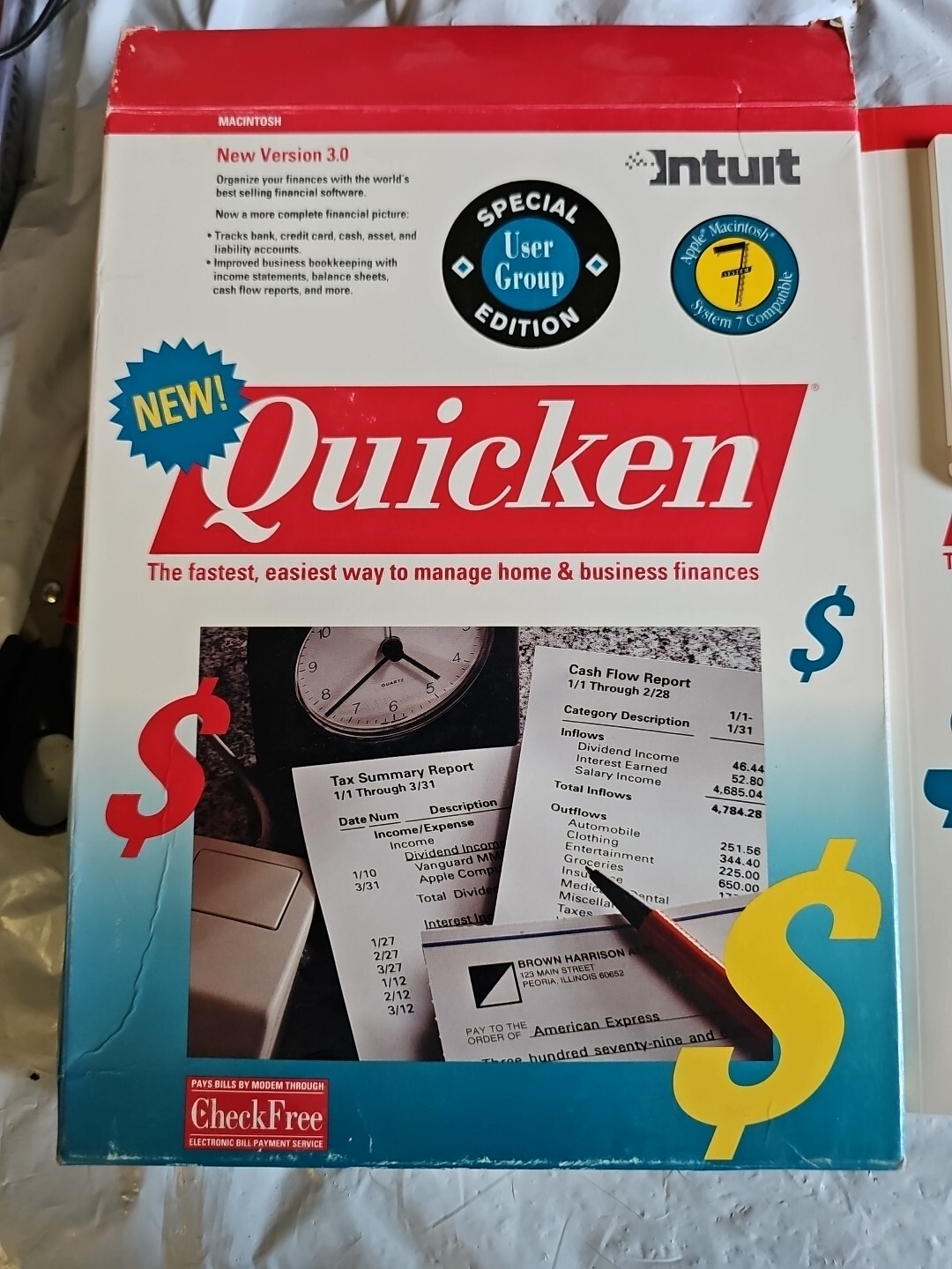 Vintage 1991 Macintosh Intuit Quicken 3.0 home & business finance Disk Manual G1