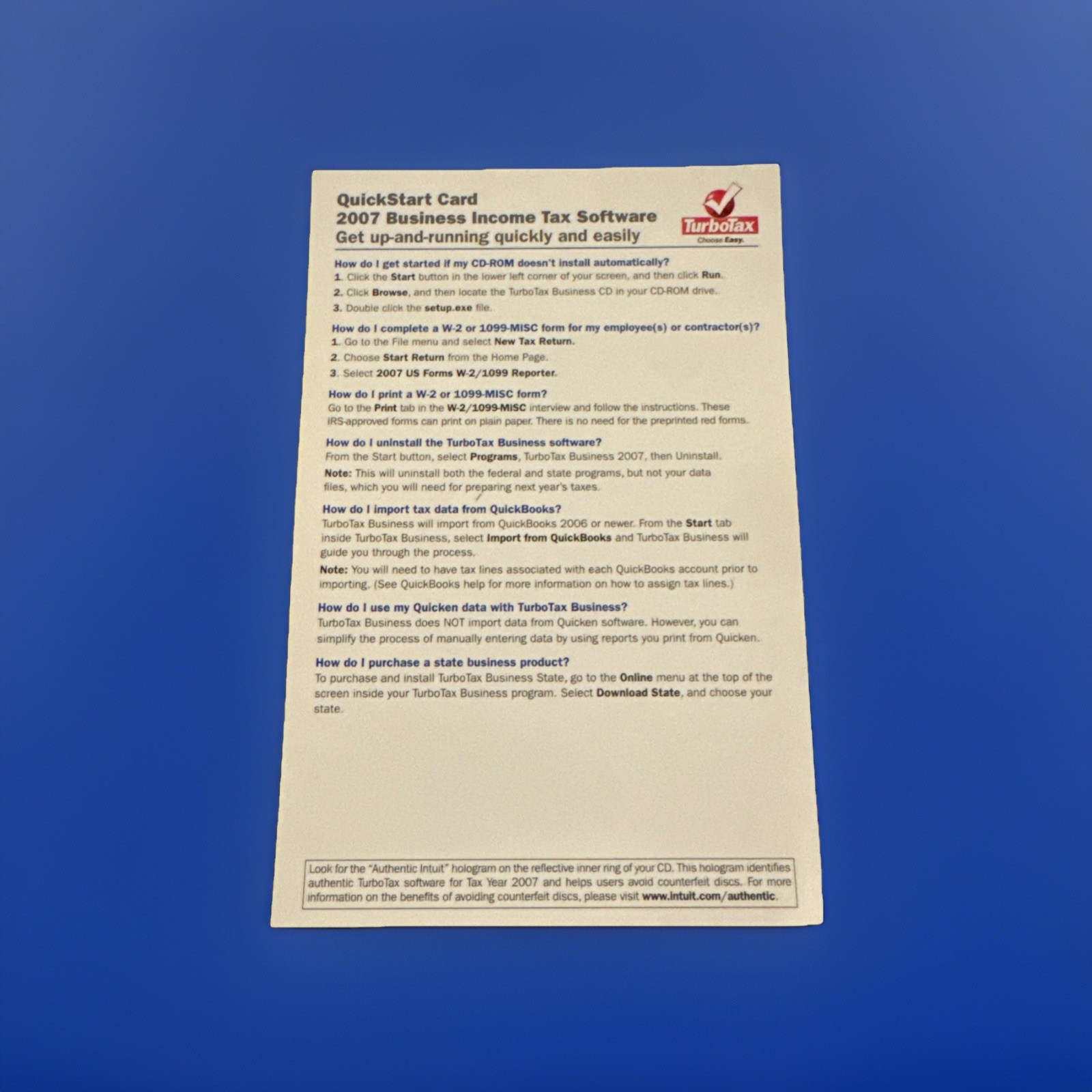 Intuit TurboTax 2007 Business – Windows