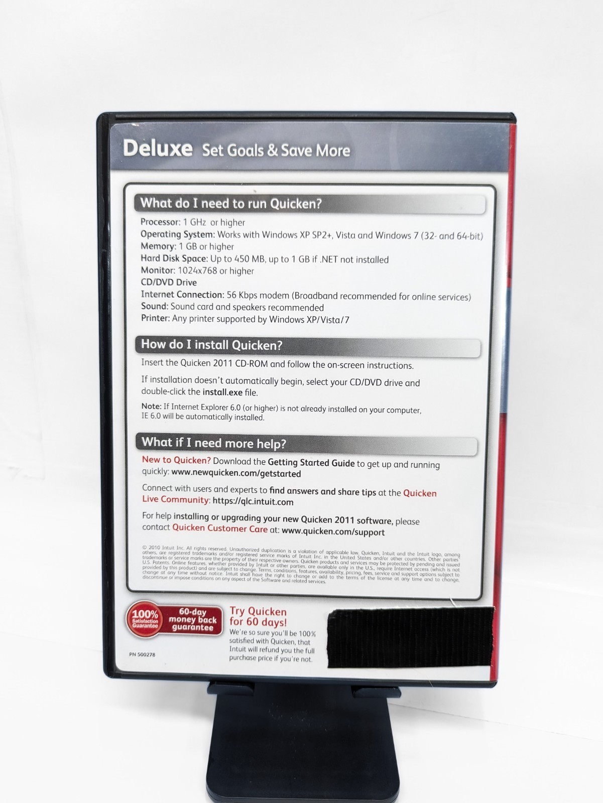 Intuit Quicken Deluxe 2010 for Windows XP/Vista/7 NOT FOR Win 10/11