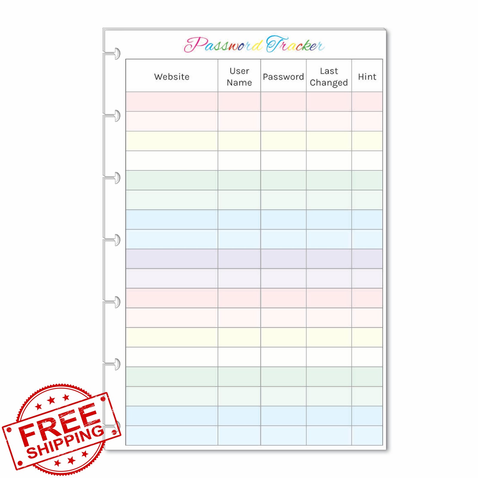 FeroniArt 7-Disc Mini Password Tracker Inserts