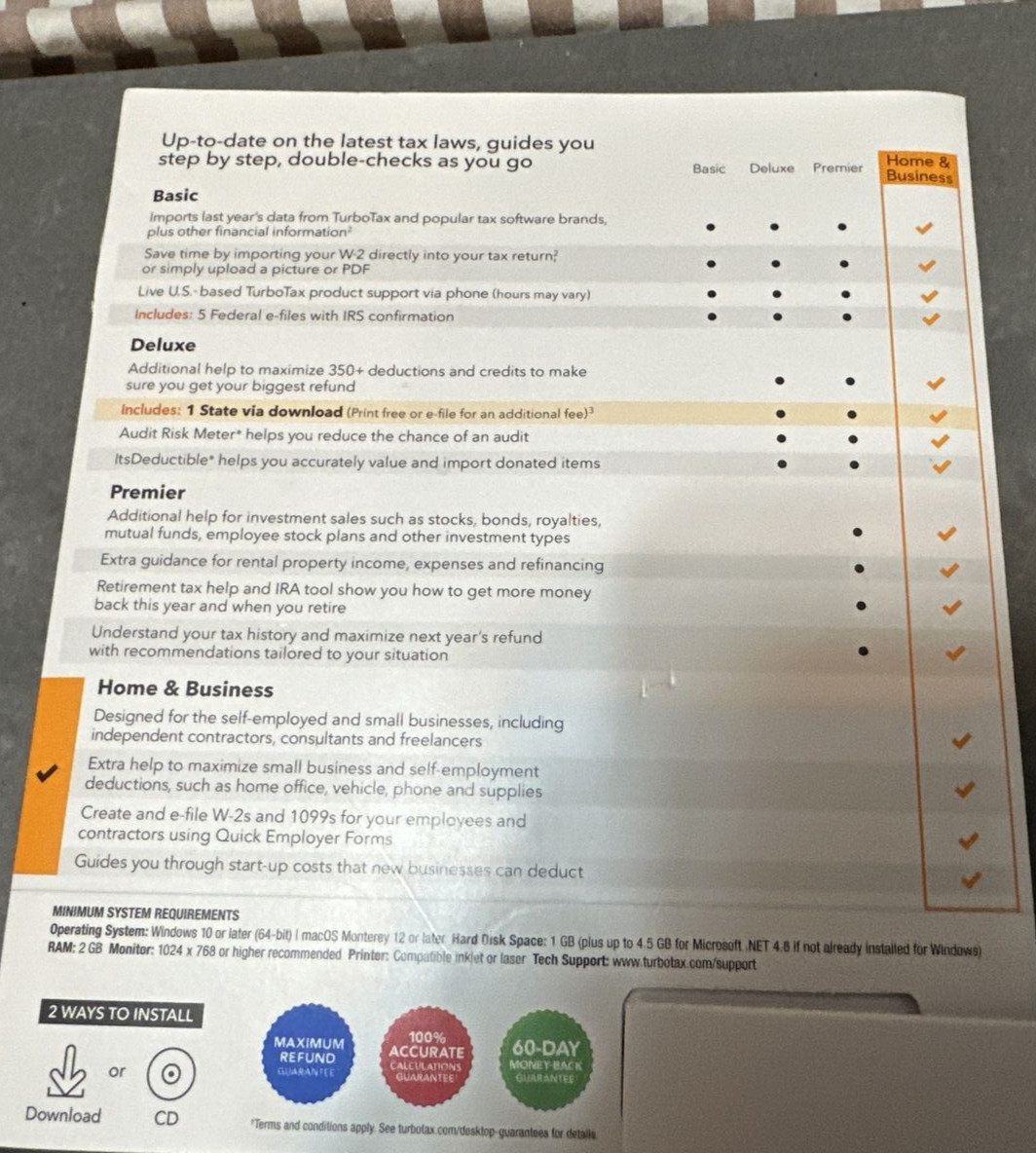 NEW TurboTax Home & Business 2023 Federal + E-file + State PC/Mac USA Open Box
