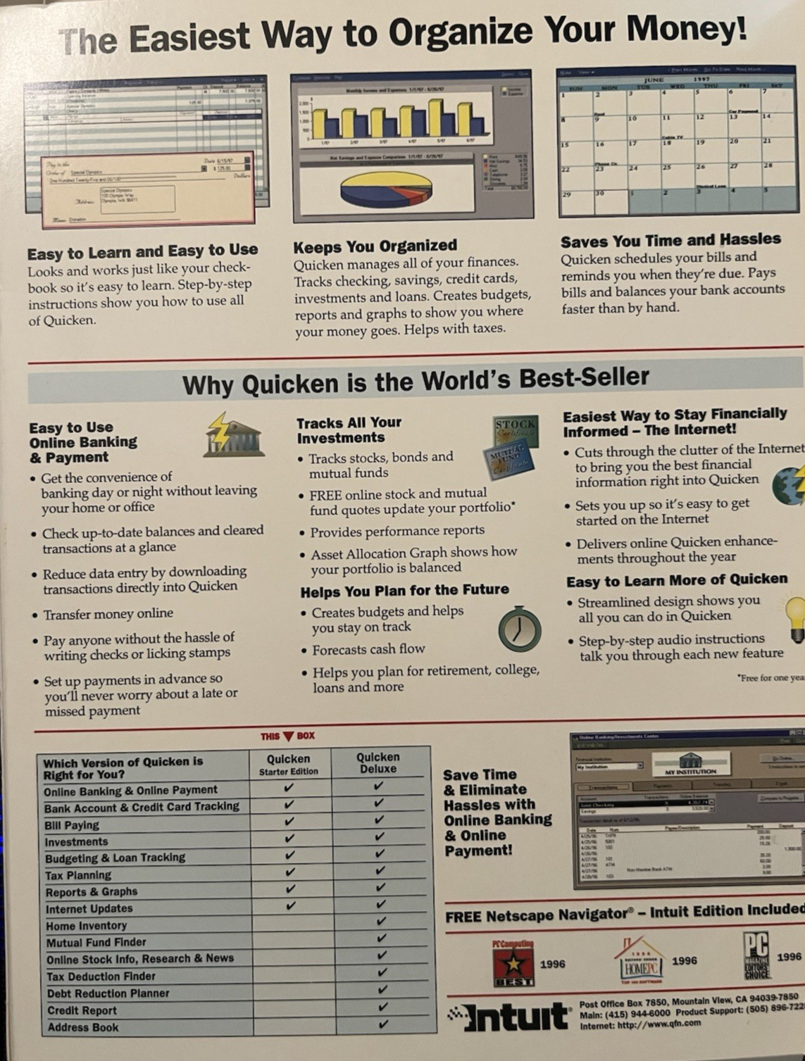 Intuit Quicken Starter Edition for Windows 95 & 3.1 Complete w/Disks and Manual
