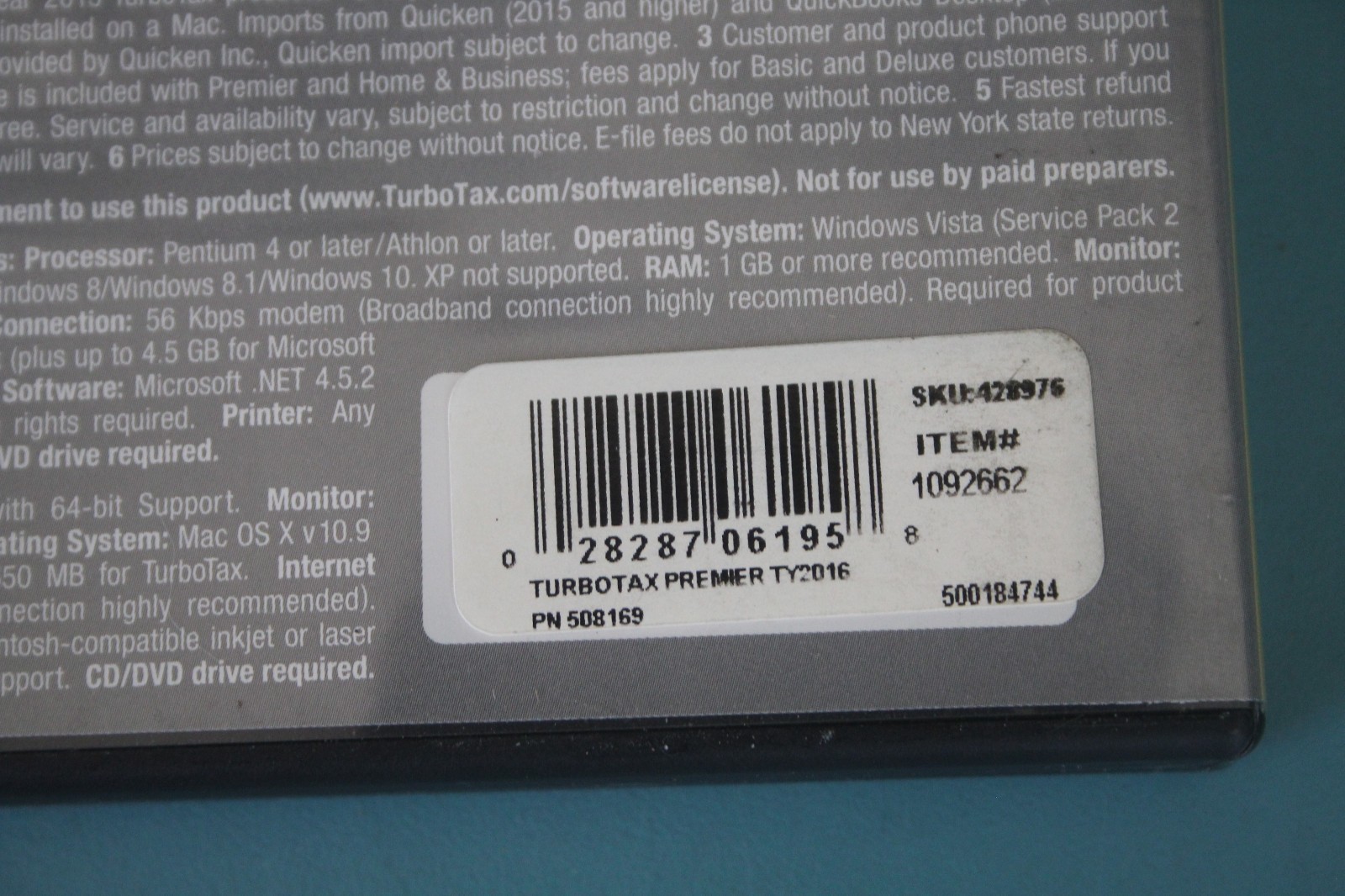 USED TurboTax 2016 PREMIER Federal & State CD Genuine Retail Intuit
