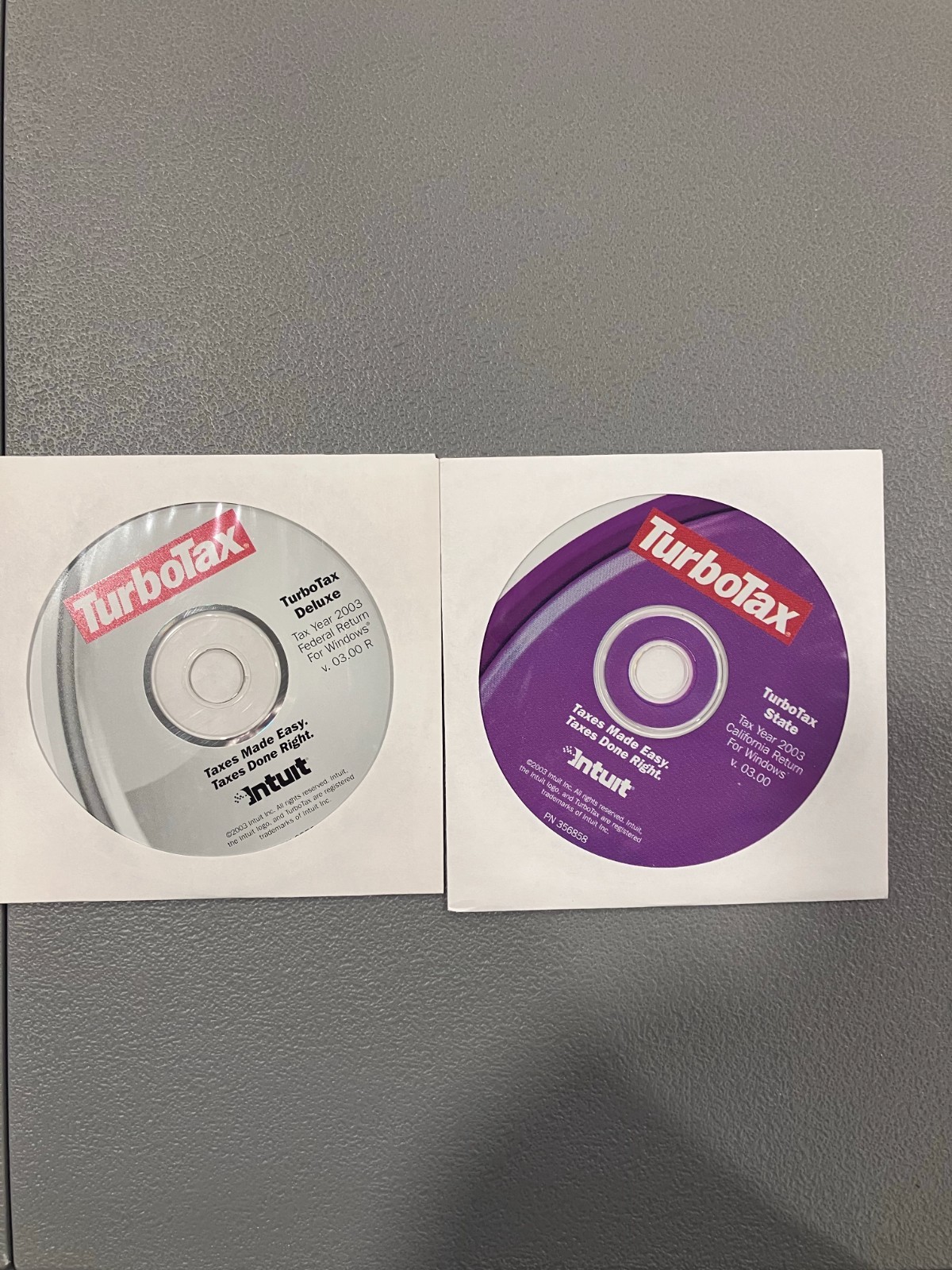 TurboTax 1997, 1998, 1999, 2000, 2001, 2002, 2003, 2006, 2007 tax software