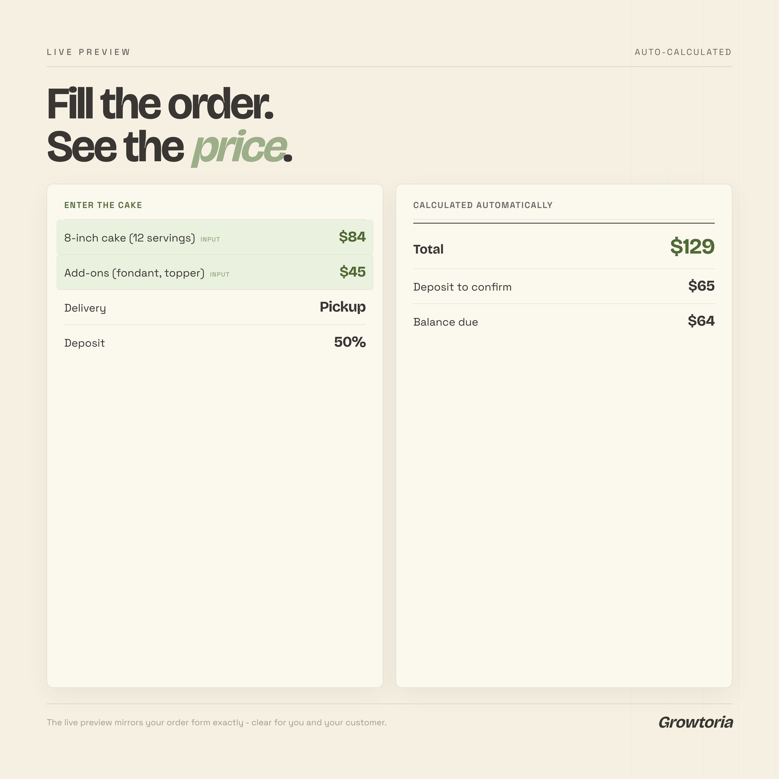 Cake Order Form Invoice Software Bakery Pricing Calculator App Small Business