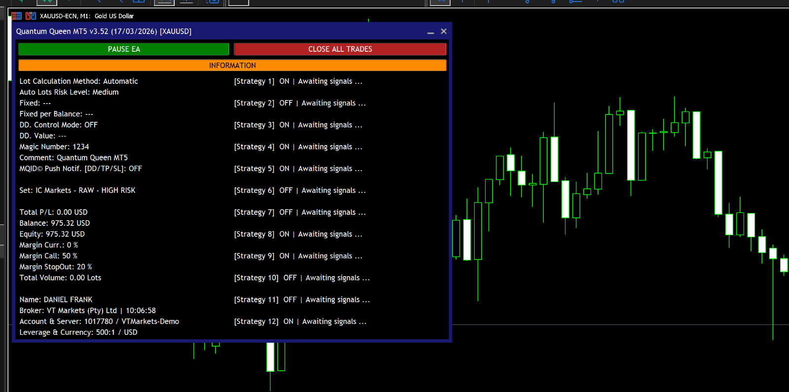 v3.52 Quantum Queen Gold EA MT5 metatrader algo trading robot scalping ftmo