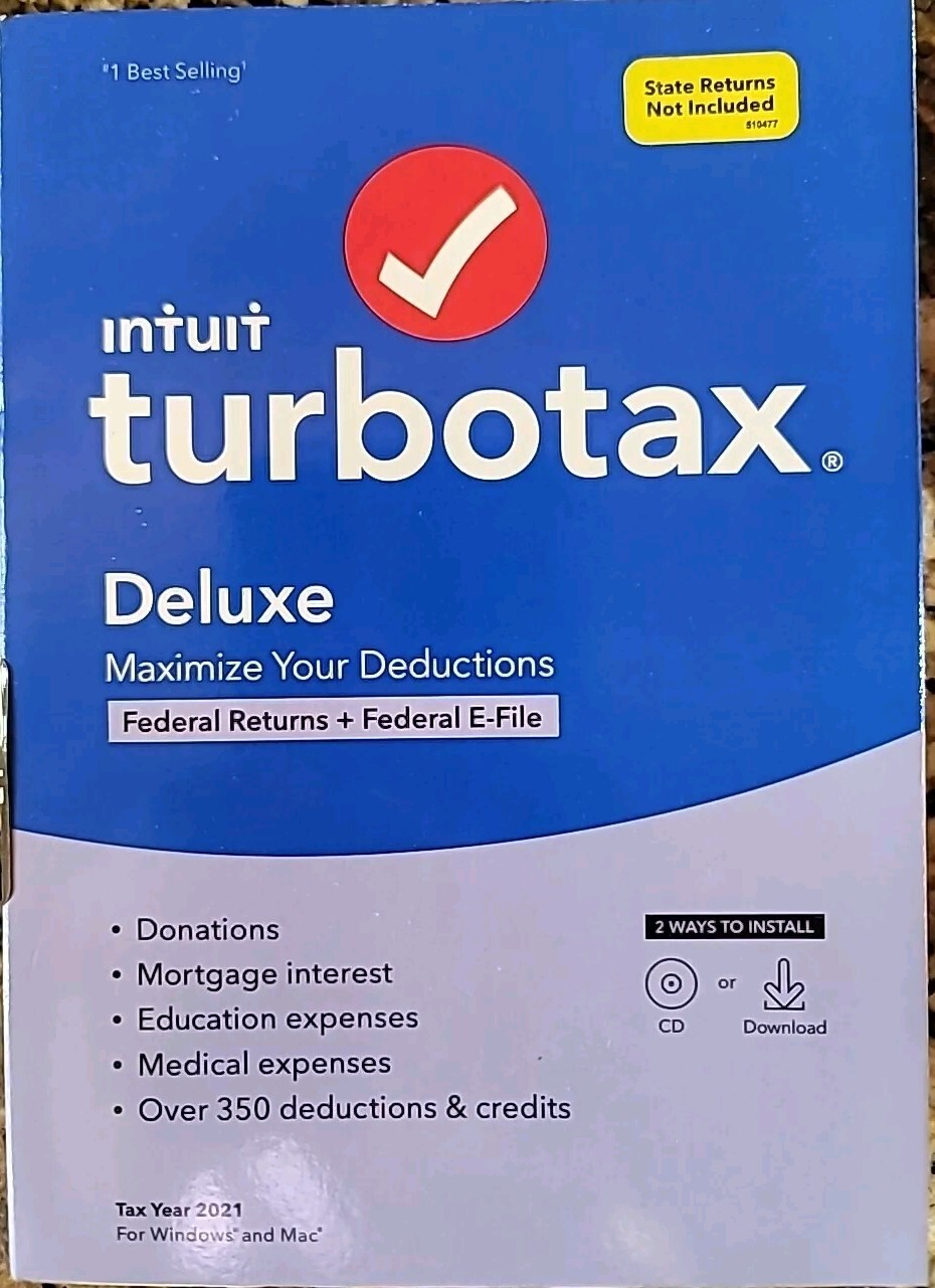TurboTax Deluxe 2021 Tax Software – Physical Disc Or Download. Federal Only