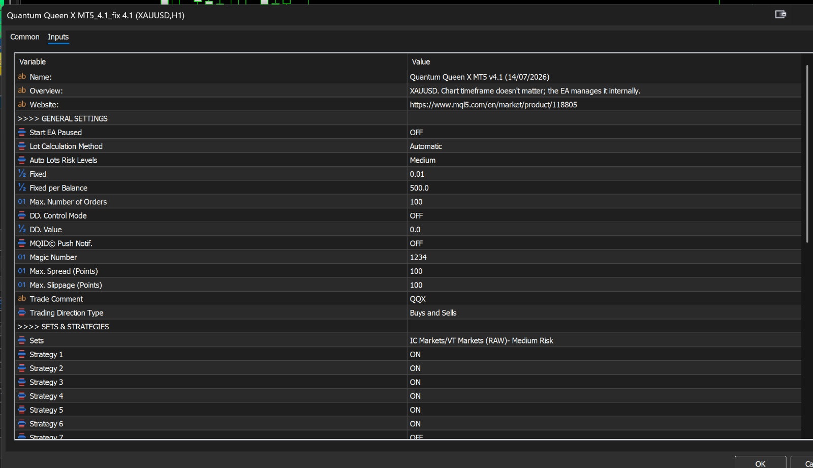 v4.1 Quantum Queen X EA Metatrader MT5 Gold Trading Robot MQL5 Expert Advisor