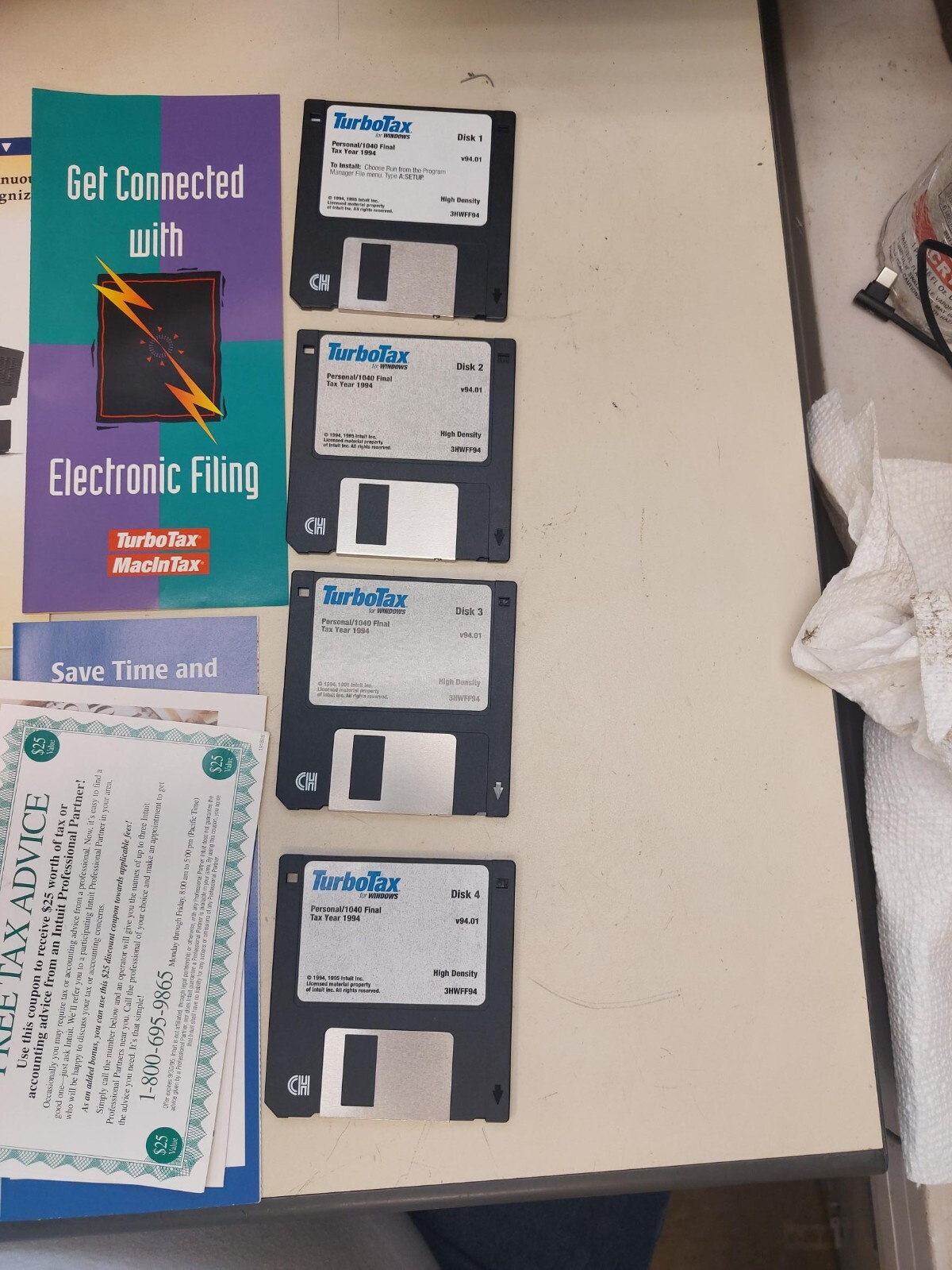 Vintage 1994 Quicken Turbo Tax Software Windows 3.5 inch diskette