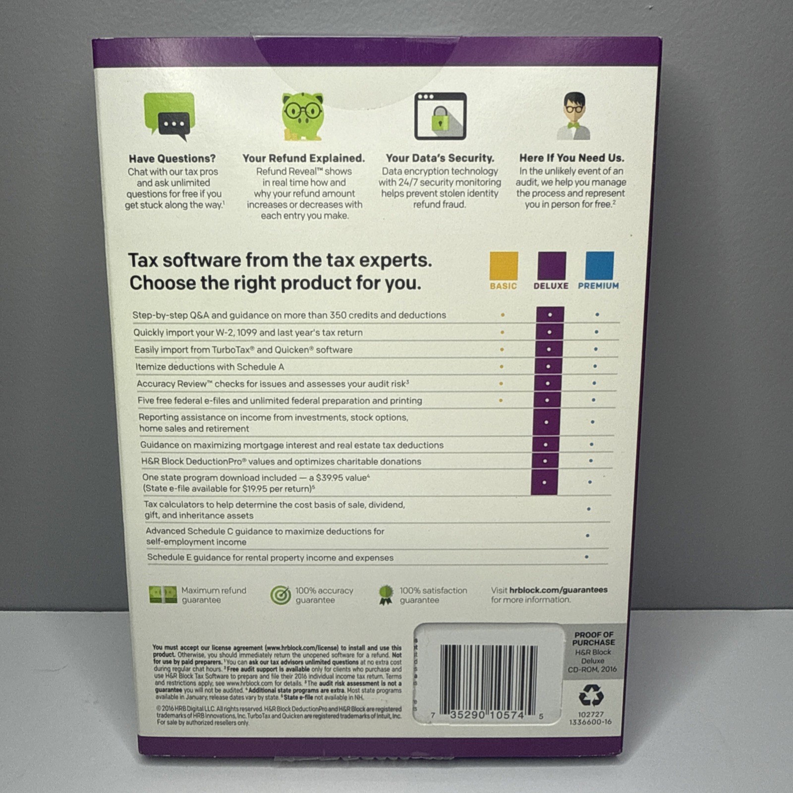 GENUINE 2016 H & R Block Deluxe Tax Software Homeowners/Investors Federal State