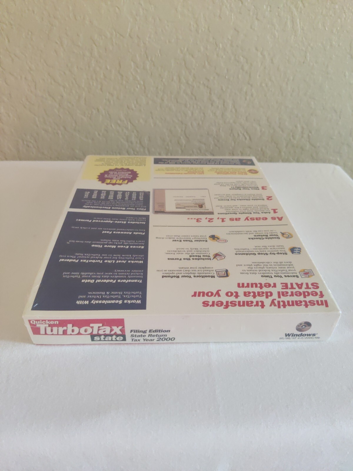 Quicken TurboTax State Program 2000 For Windows 95/98/NT 4.0/2000/Me New Sealed