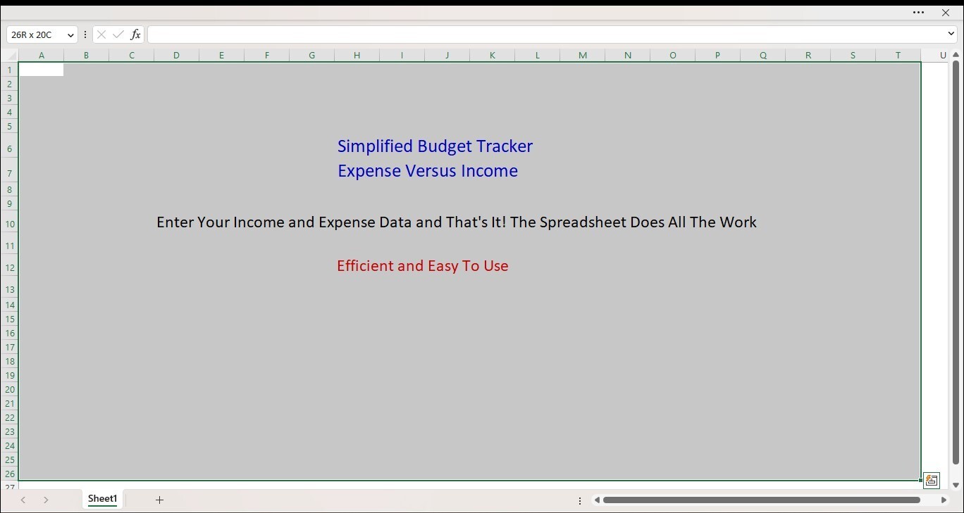 Simplified Budget Tracker Excel Spreadsheets, Template for PC or Android