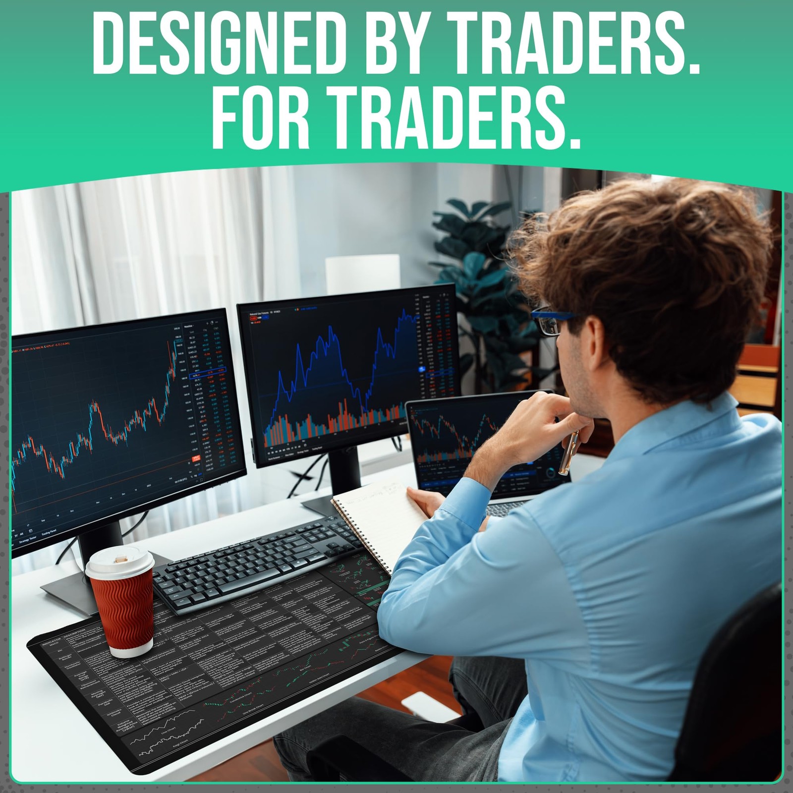 Forex Trading Desk Mat – Large Trading Mouse Pad with Candlestick Chart Patterns