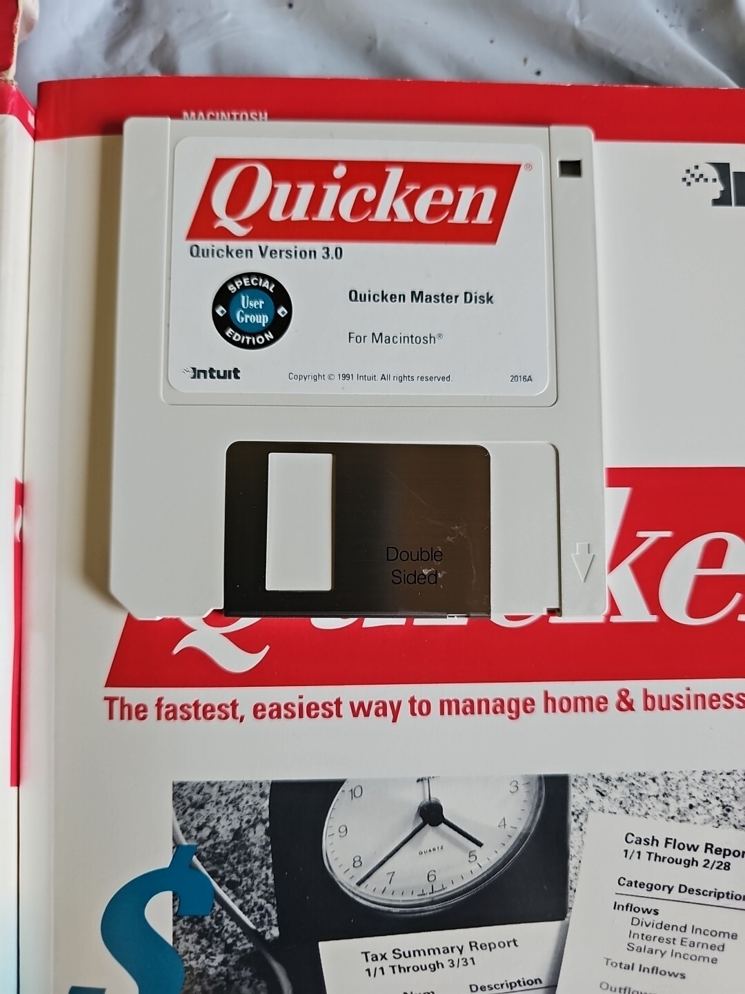 Vintage 1991 Macintosh Intuit Quicken 3.0 home & business finance Disk Manual G1